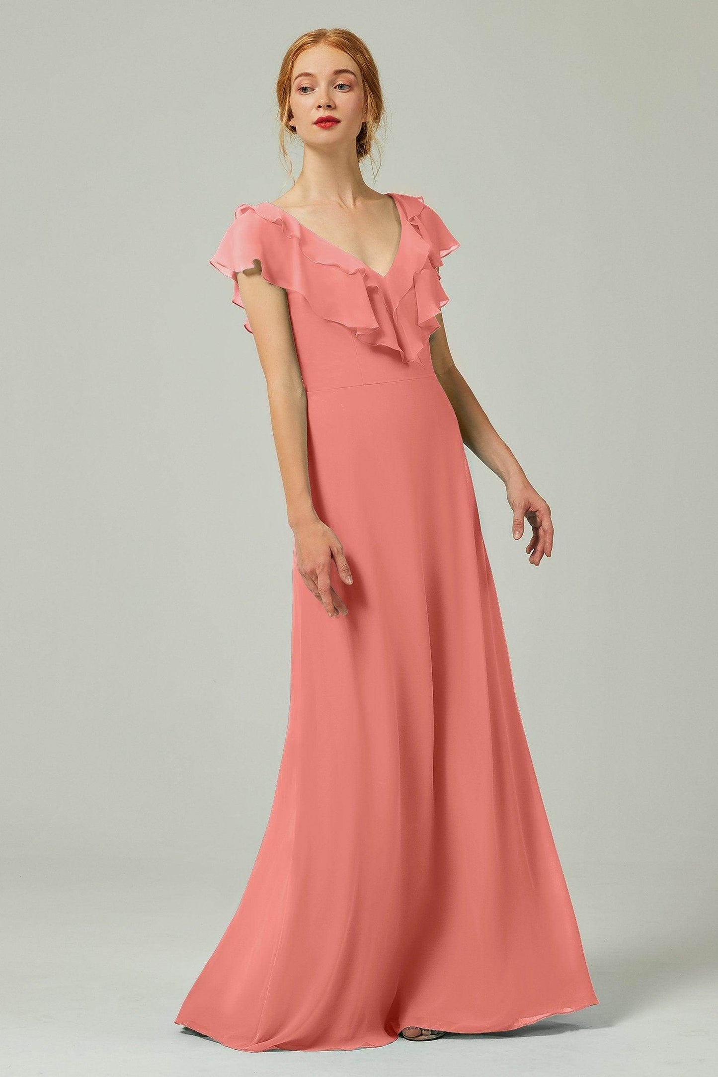 A-Line Floor Length Chiffon Bridesmaid Dress CB0323 - COCOMELODY