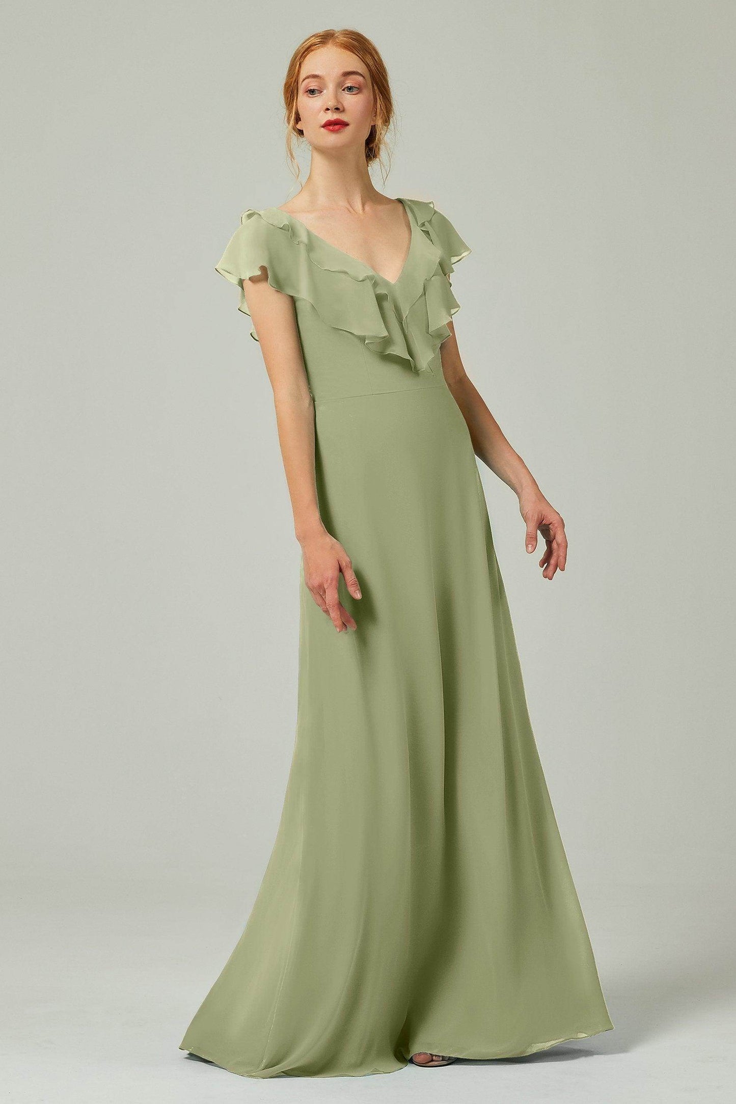 A-Line Floor Length Chiffon Bridesmaid Dress CB0323 - COCOMELODY