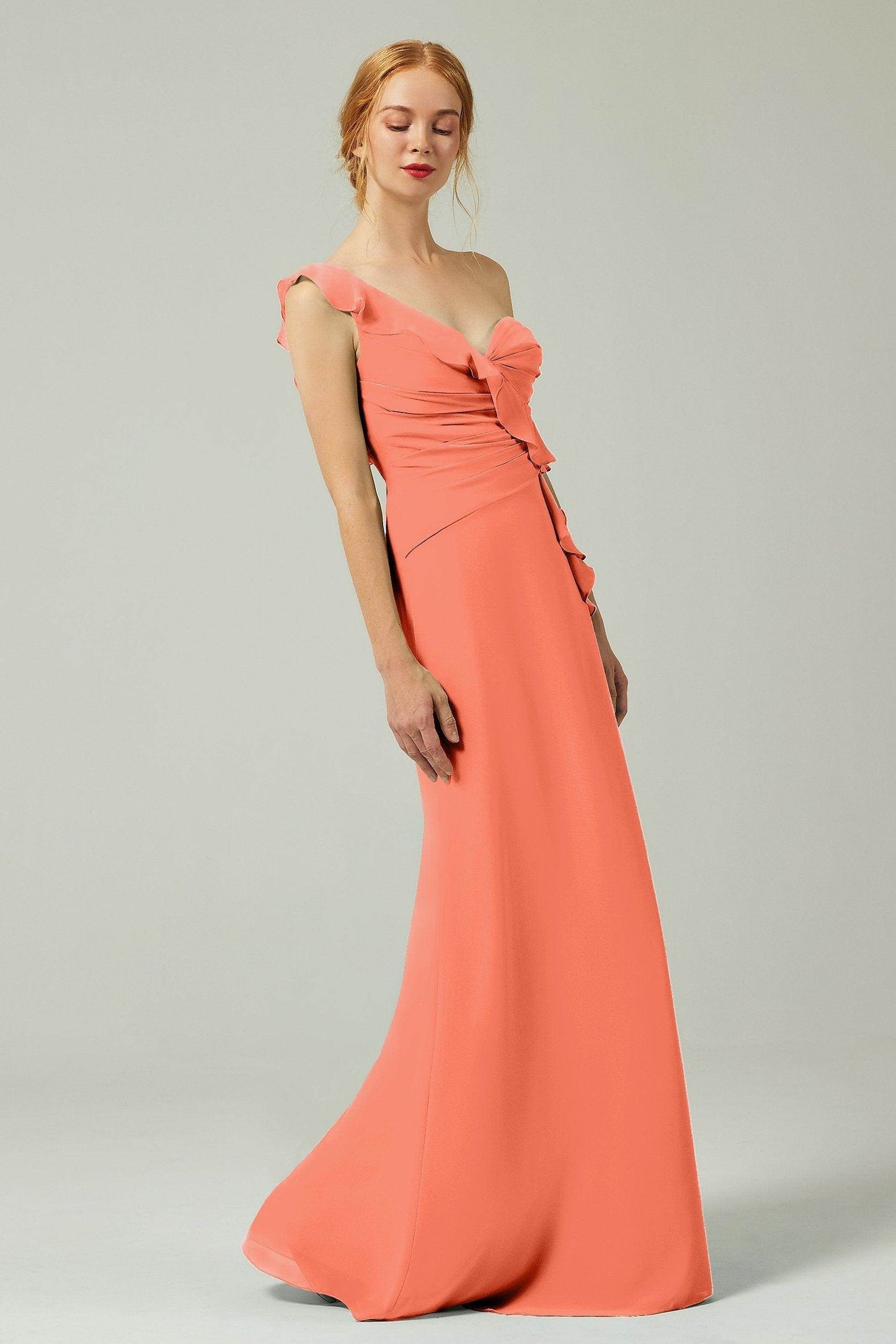 Sheath-Column Floor Length Chiffon Bridesmaid Dress CB0324 - COCOMELODY