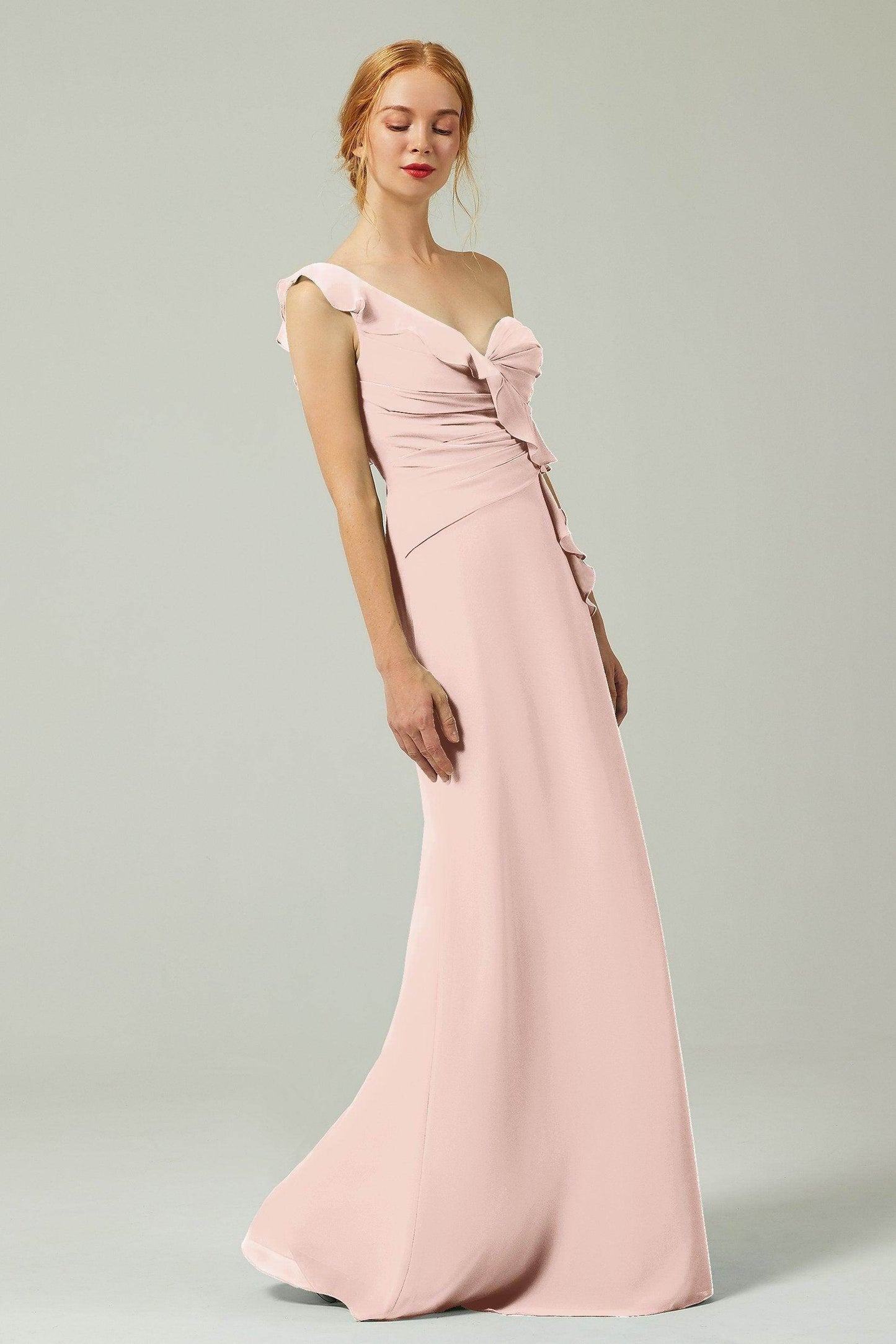 Sheath-Column Floor Length Chiffon Bridesmaid Dress CB0324 - COCOMELODY