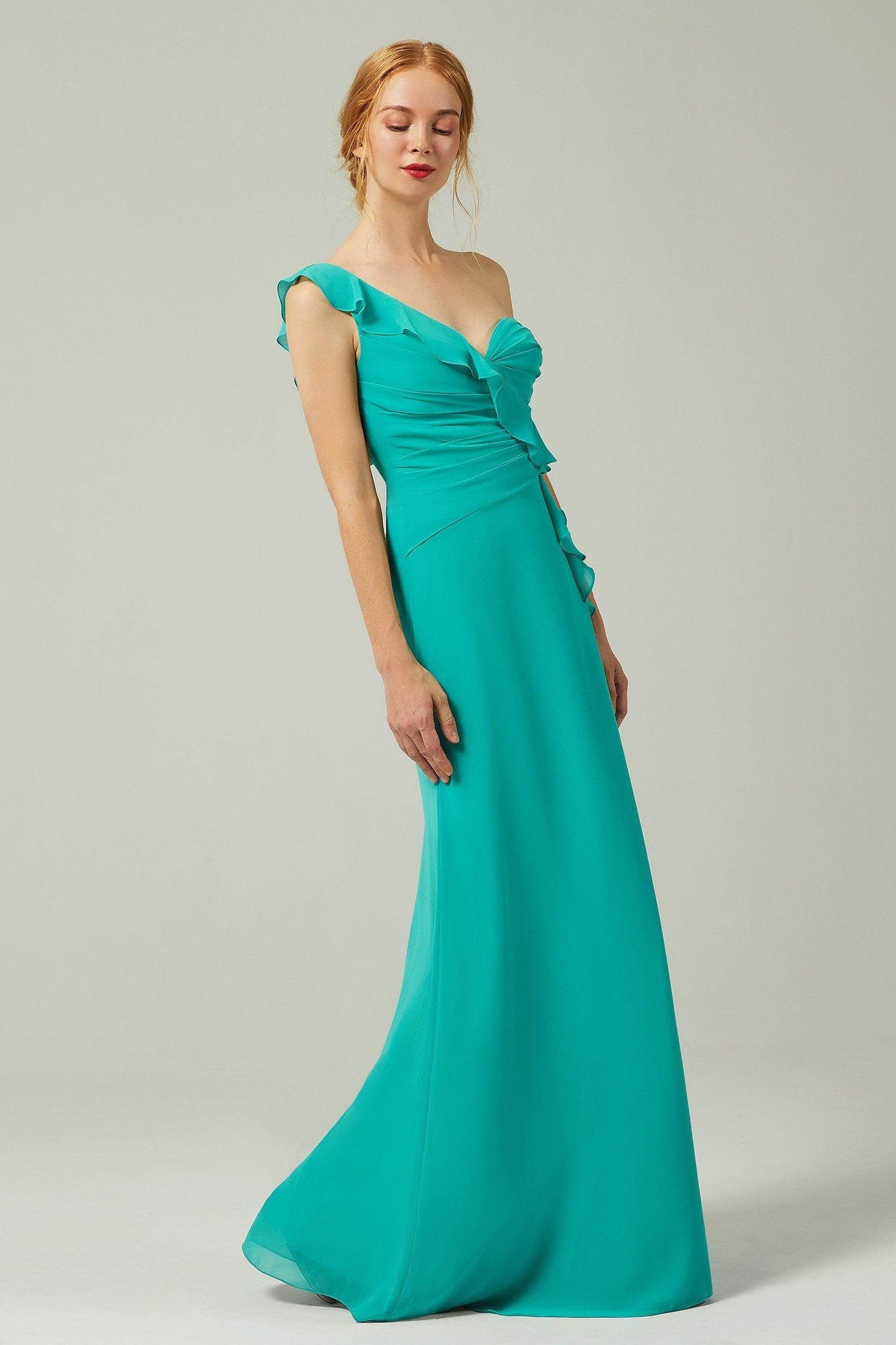 Sheath-Column Floor Length Chiffon Bridesmaid Dress CB0324 - COCOMELODY
