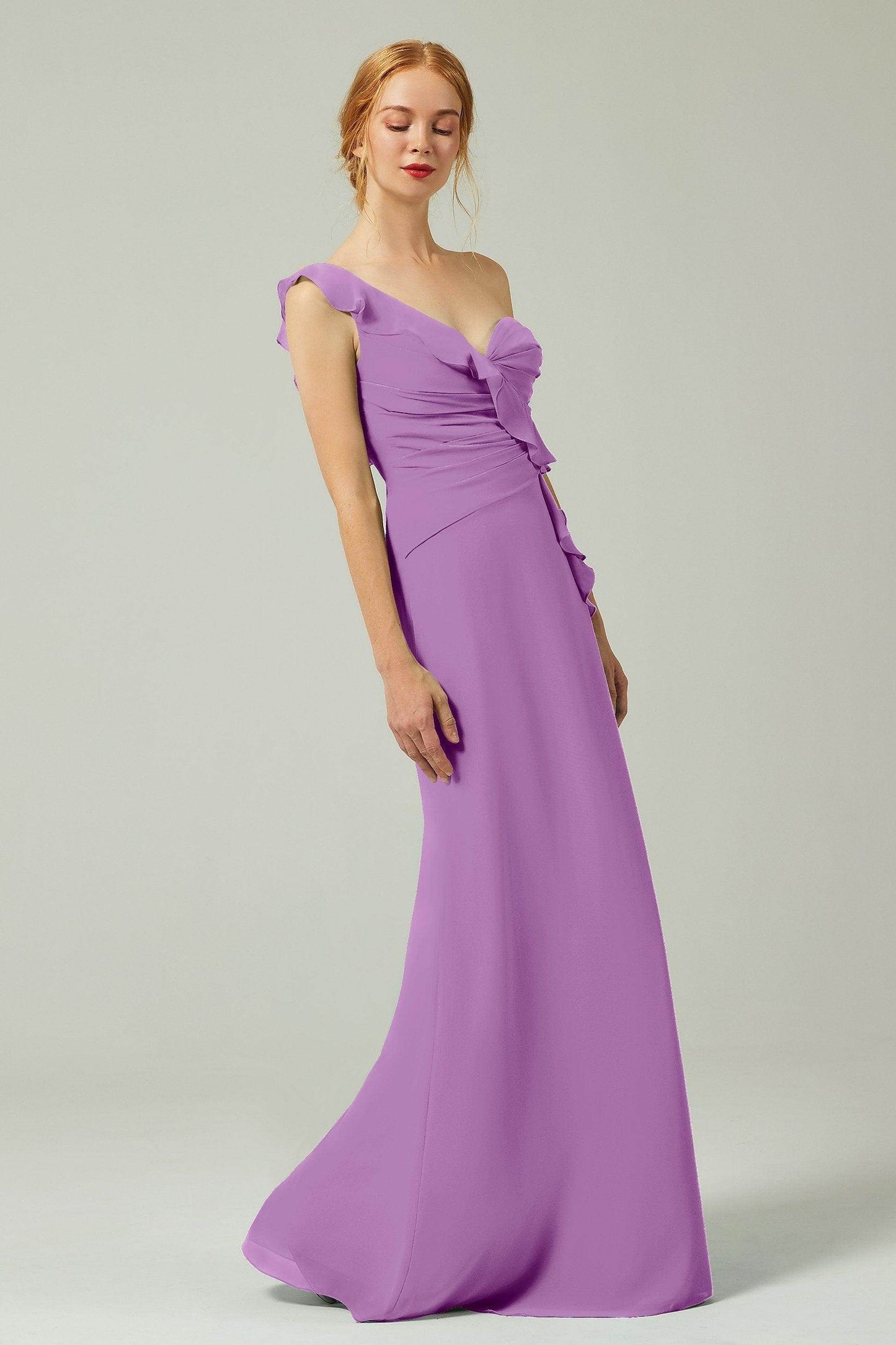 Sheath-Column Floor Length Chiffon Bridesmaid Dress CB0324 - COCOMELODY