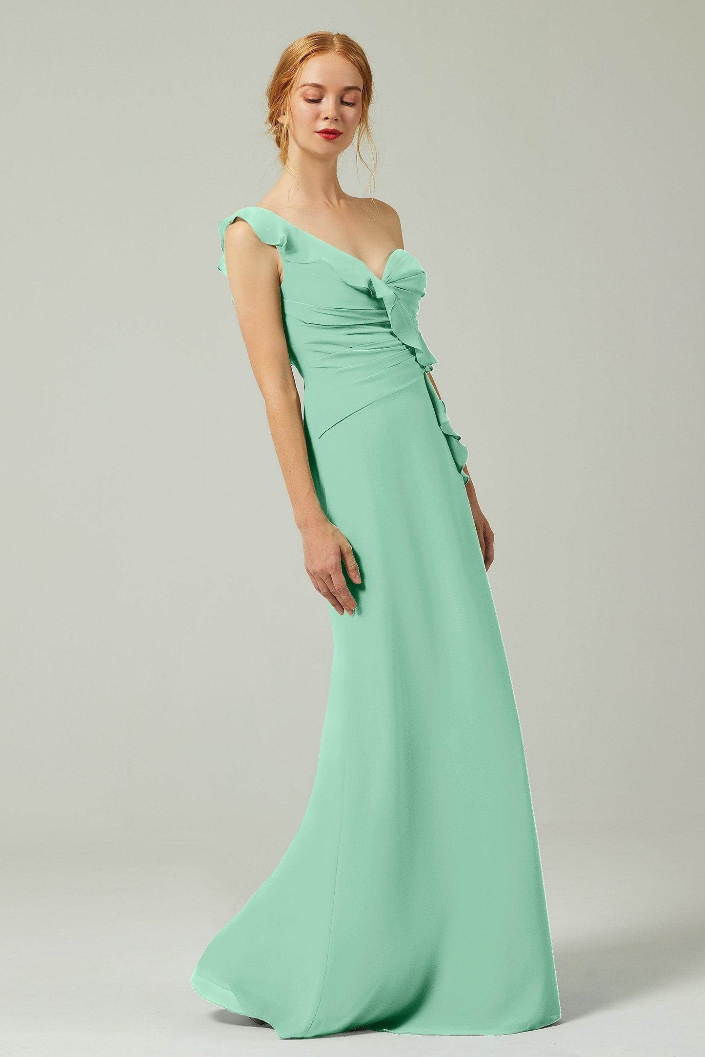 Sheath-Column Floor Length Chiffon Bridesmaid Dress CB0324 - COCOMELODY
