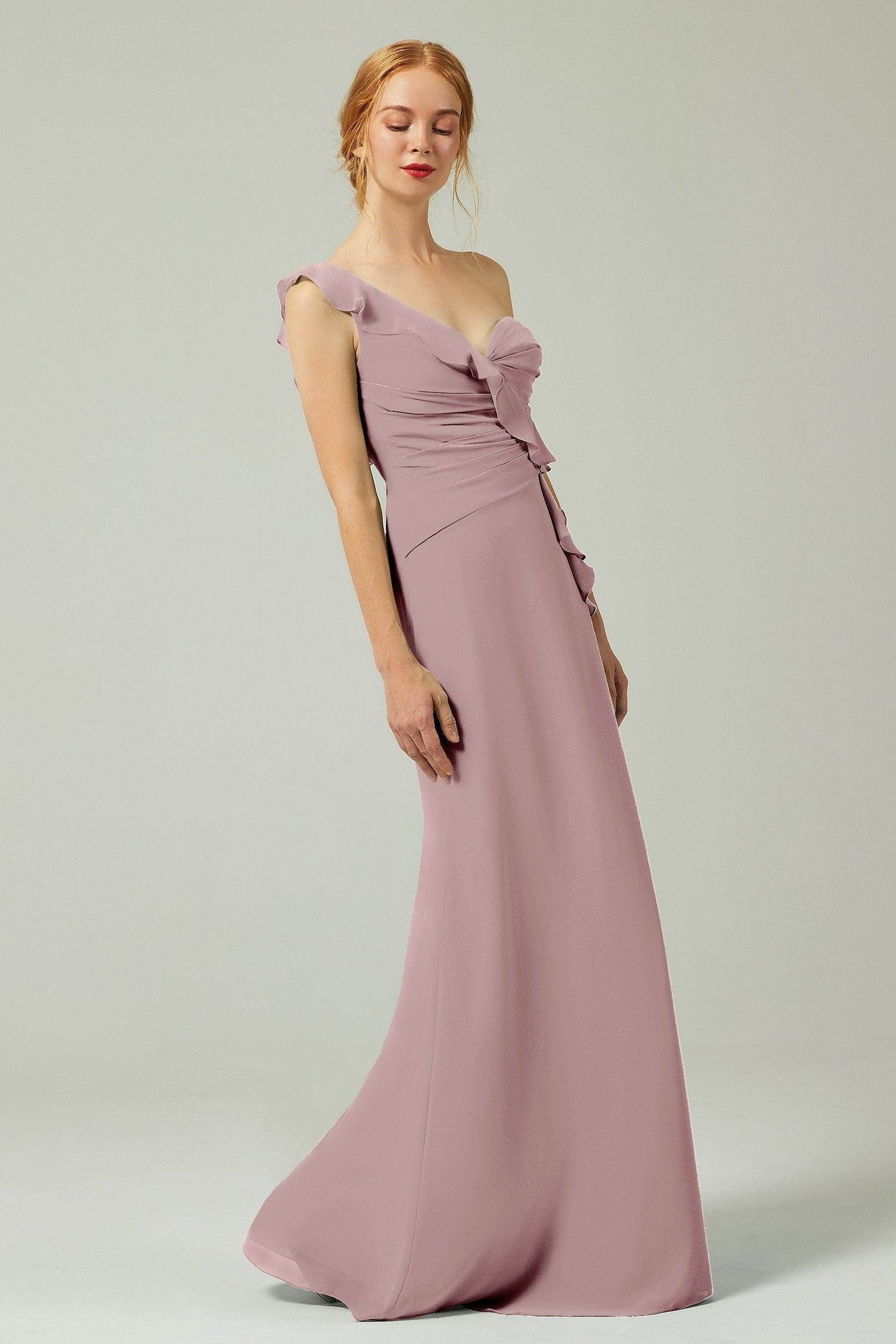 Sheath-Column Floor Length Chiffon Bridesmaid Dress CB0324 - COCOMELODY