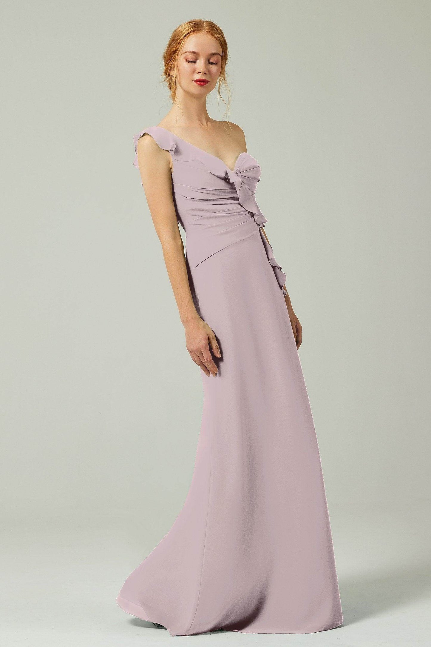 Sheath-Column Floor Length Chiffon Bridesmaid Dress CB0324 - COCOMELODY