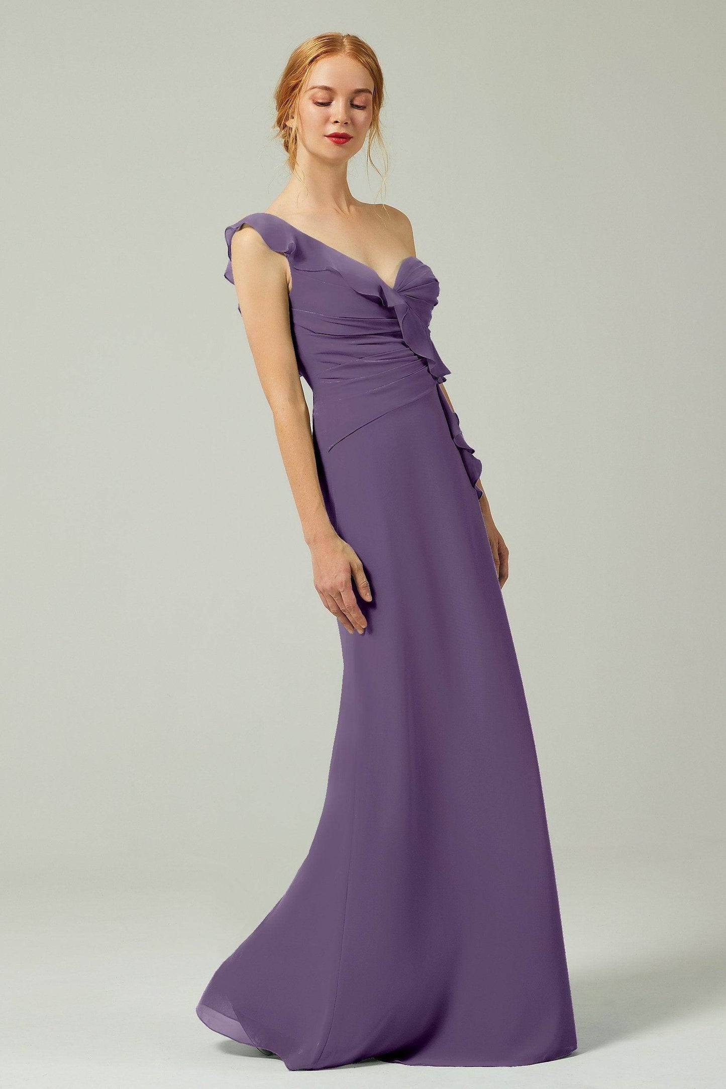 Sheath-Column Floor Length Chiffon Bridesmaid Dress CB0324 - COCOMELODY