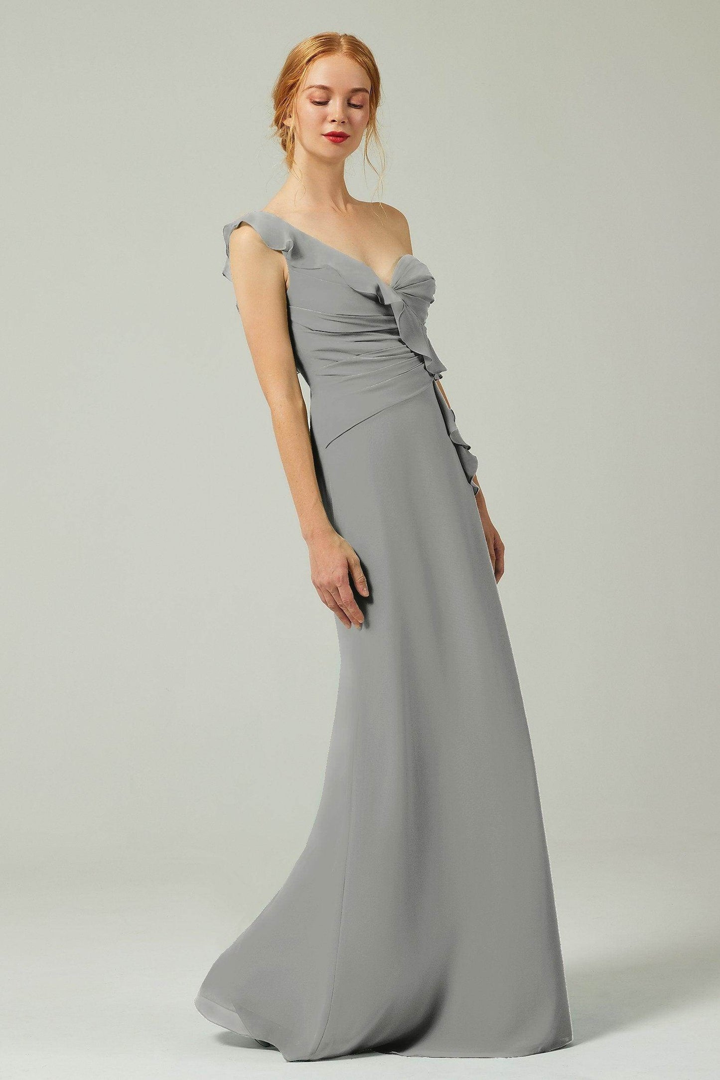 Sheath-Column Floor Length Chiffon Bridesmaid Dress CB0324 - COCOMELODY