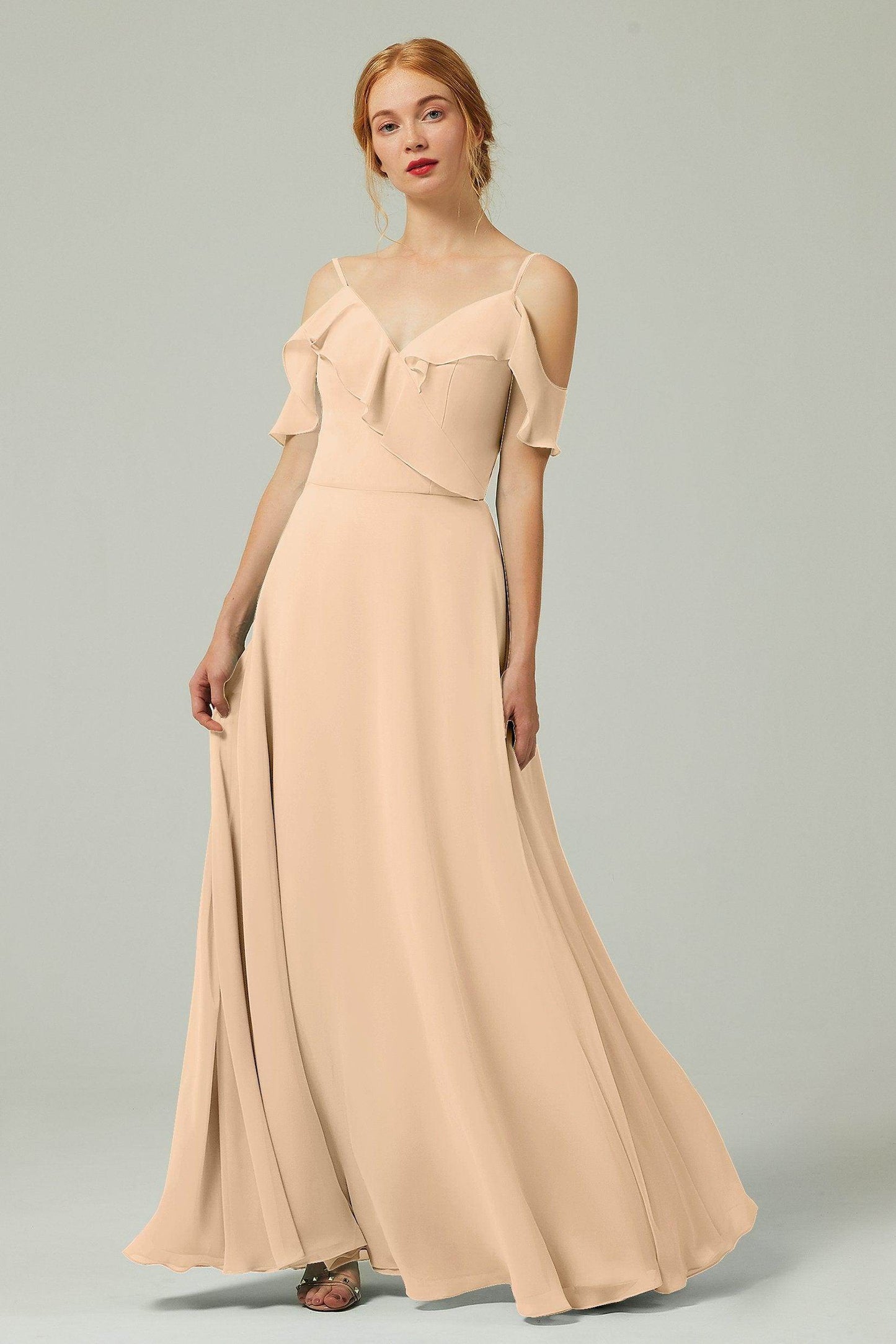 A-Line Floor Length Chiffon Bridesmaid Dress CB0326 - COCOMELODY