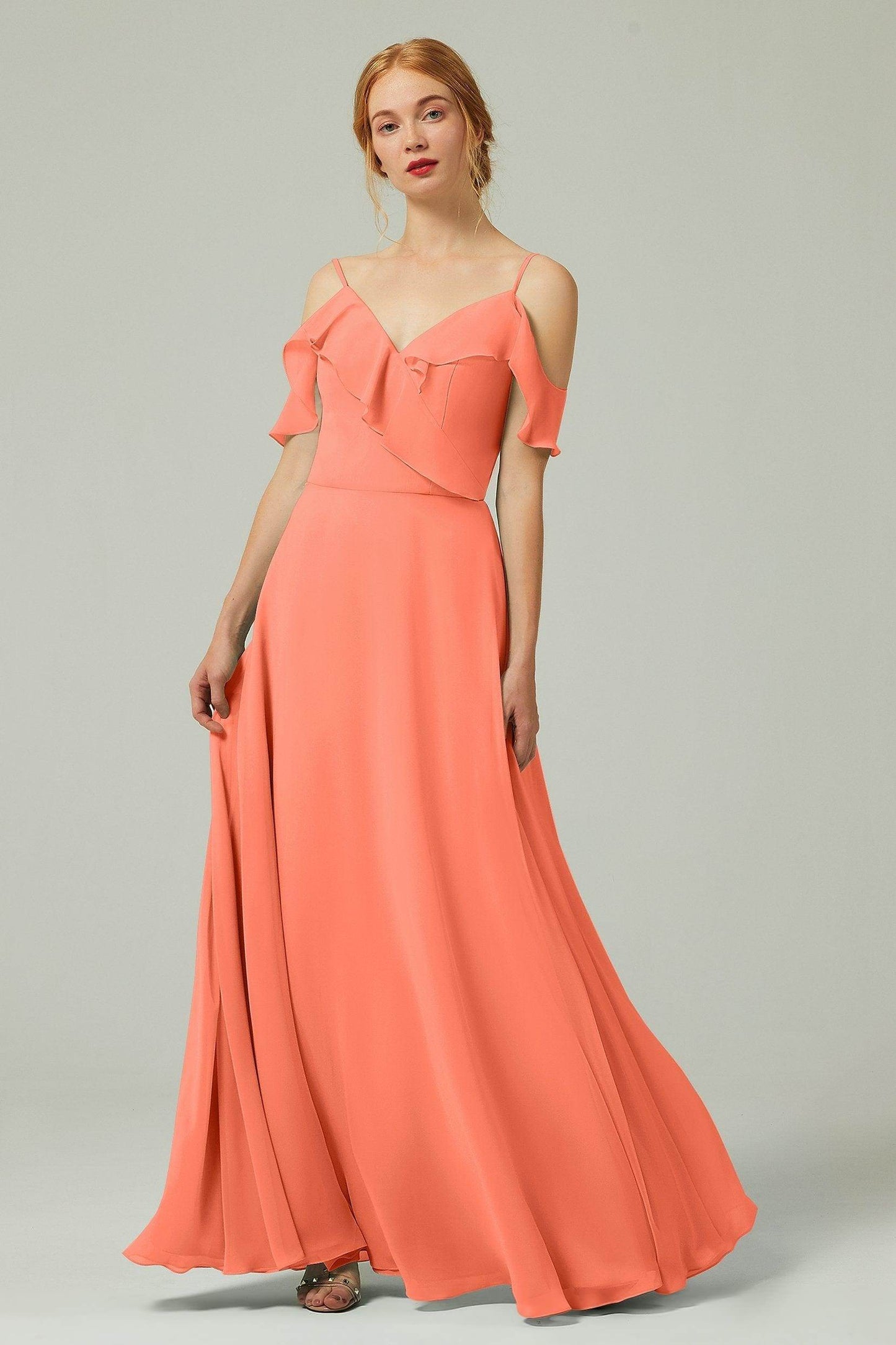 A-Line Floor Length Chiffon Bridesmaid Dress CB0326 - COCOMELODY