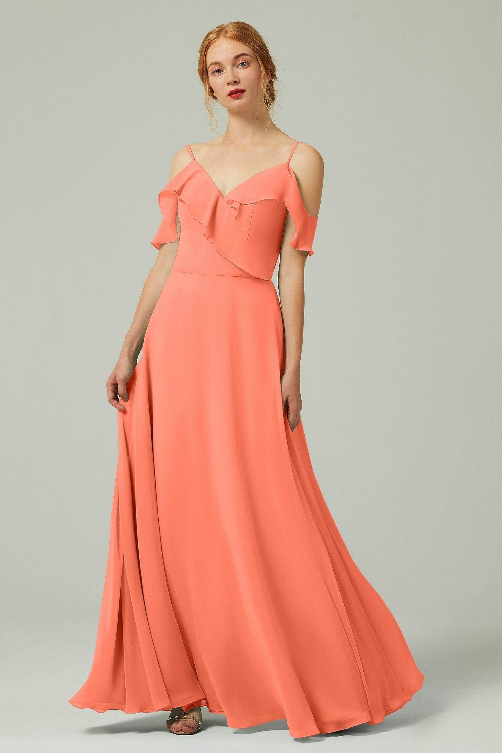 A-Line Floor Length Chiffon Bridesmaid Dress CB0326 - COCOMELODY