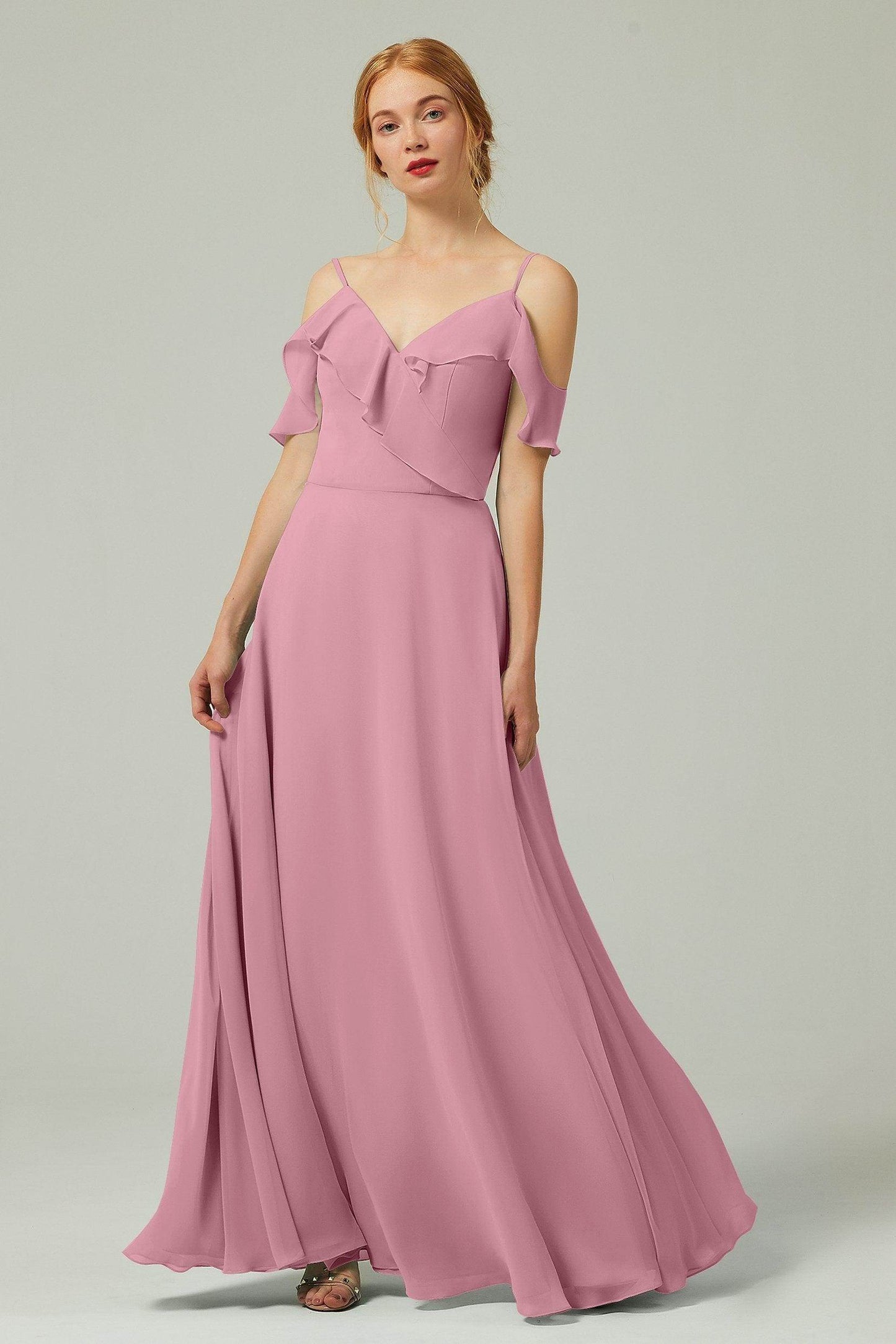 A-Line Floor Length Chiffon Bridesmaid Dress CB0326 - COCOMELODY