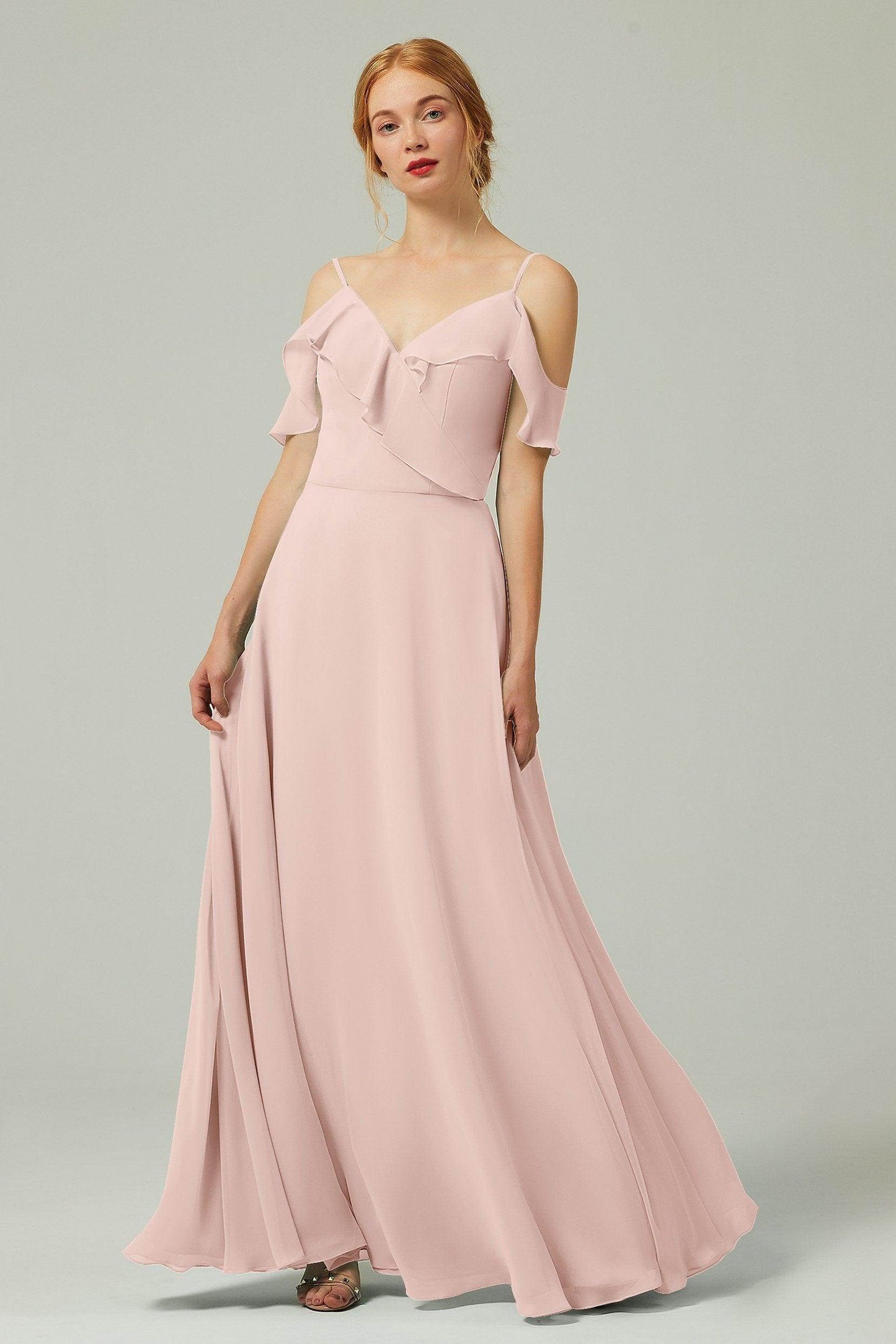 A-Line Floor Length Chiffon Bridesmaid Dress CB0326 - COCOMELODY