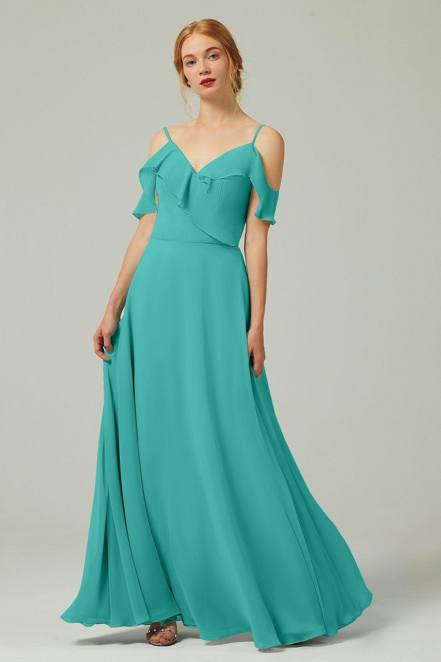 A-Line Floor Length Chiffon Bridesmaid Dress CB0326 - COCOMELODY