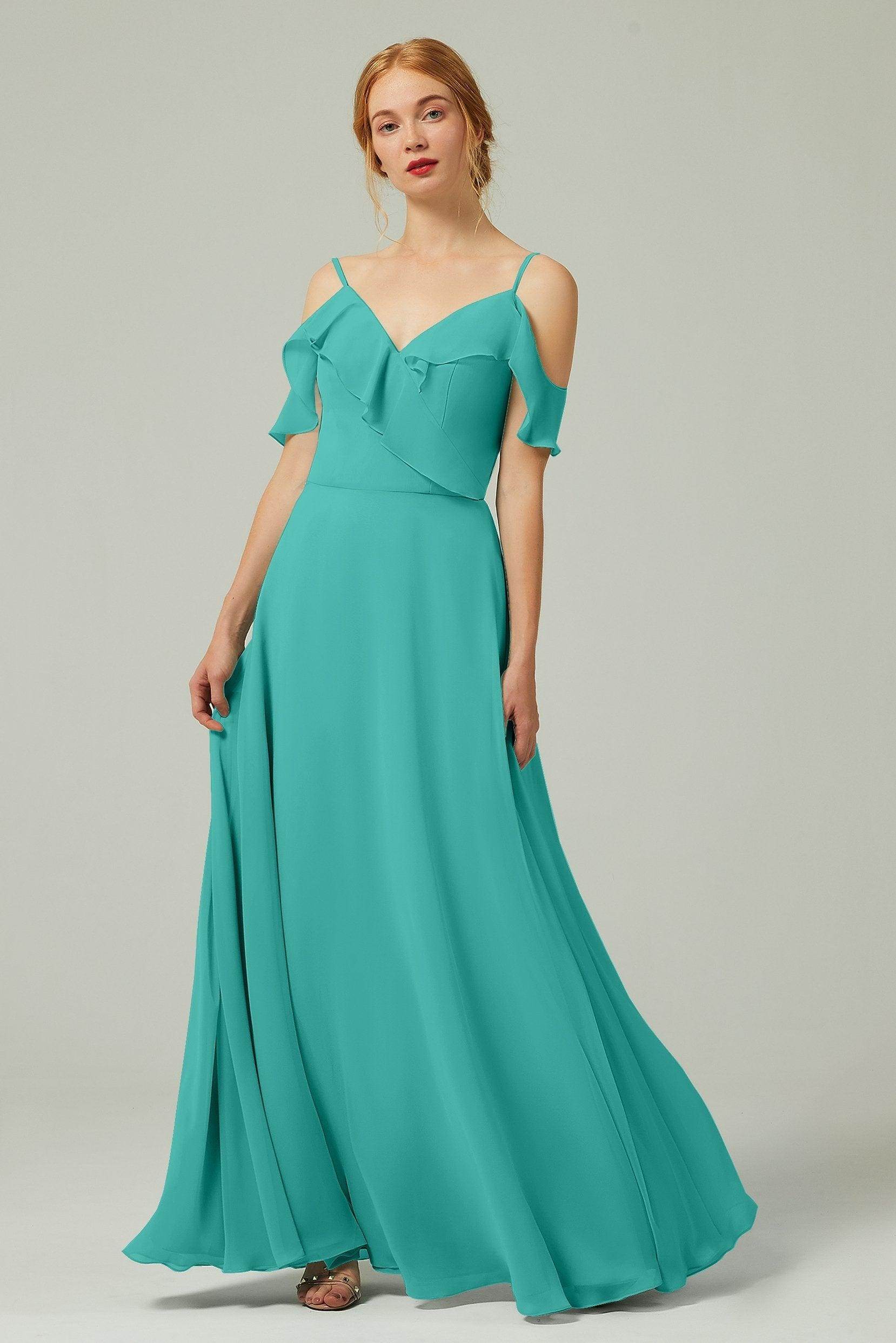 A-Line Floor Length Chiffon Bridesmaid Dress CB0326 - COCOMELODY