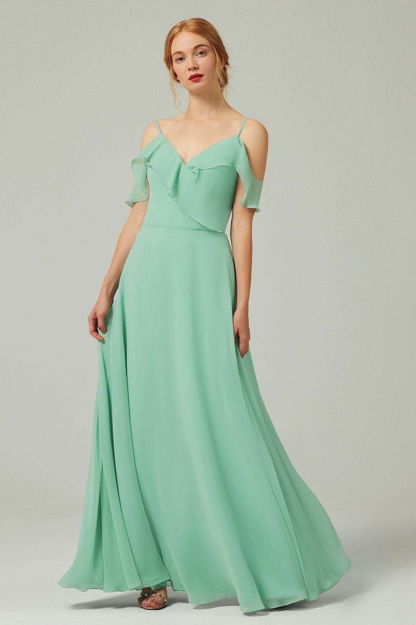 A-Line Floor Length Chiffon Bridesmaid Dress CB0326 - COCOMELODY