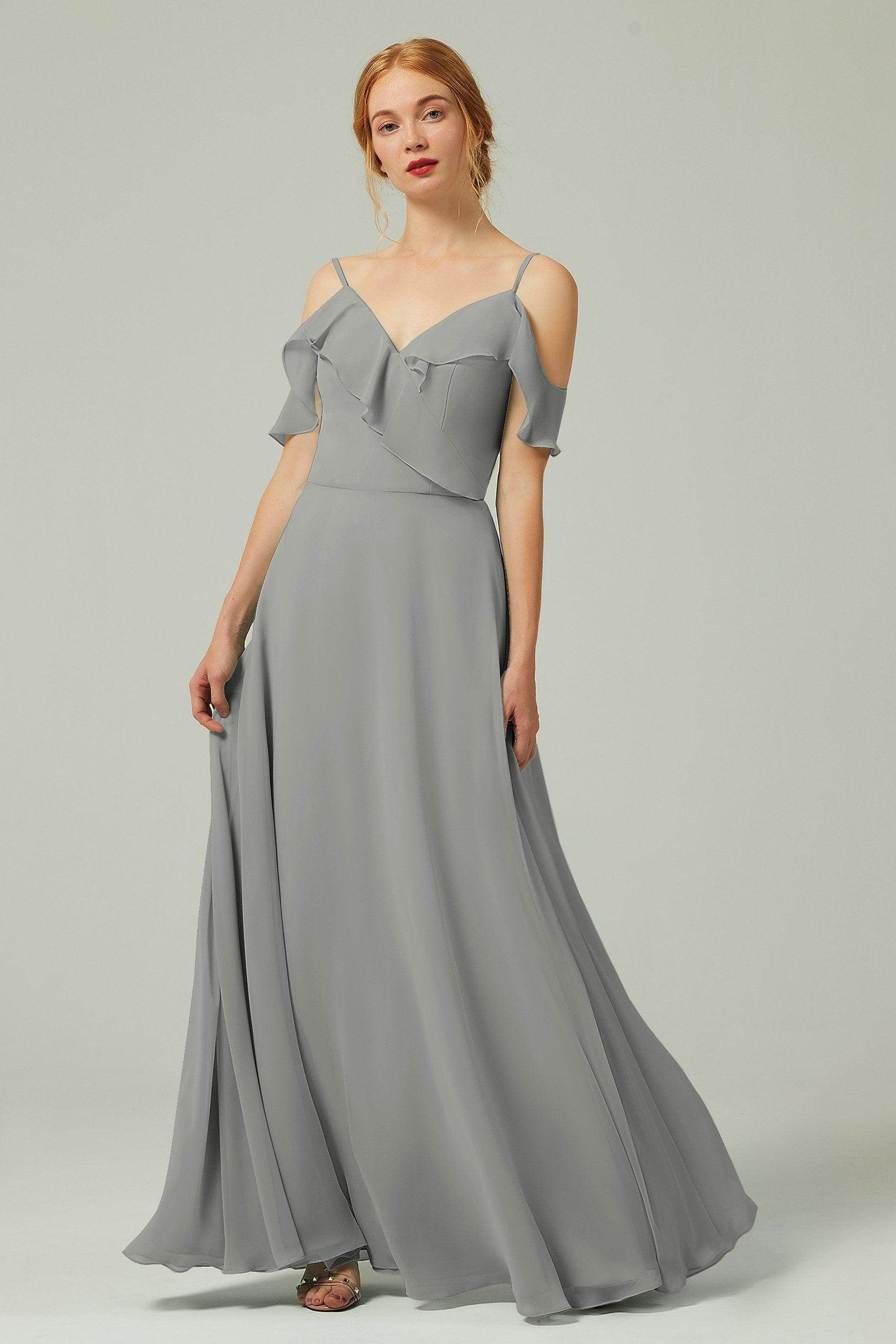 A-Line Floor Length Chiffon Bridesmaid Dress CB0326 - COCOMELODY