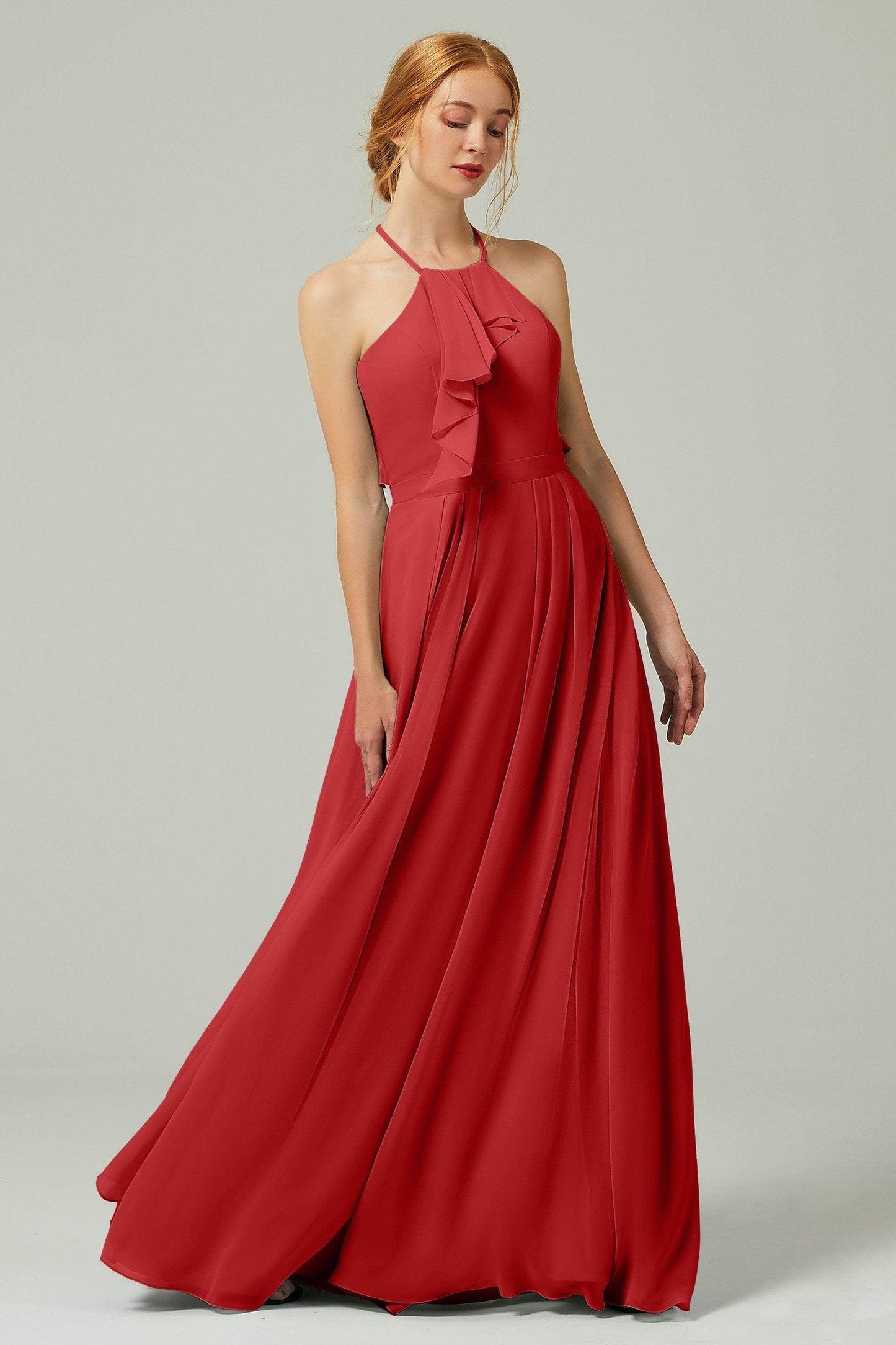 A-Line Floor Length Chiffon Bridesmaid Dress CB0328 - COCOMELODY