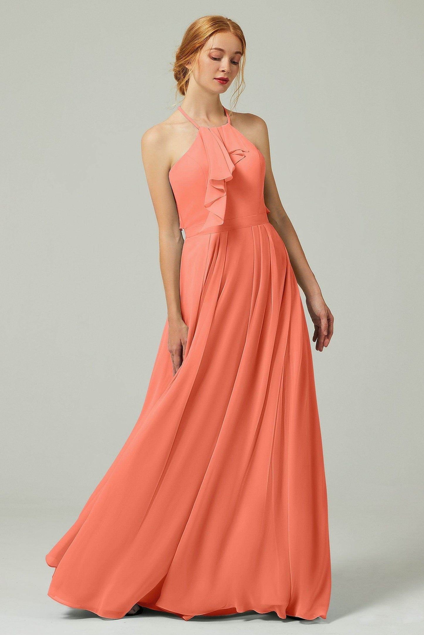 A-Line Floor Length Chiffon Bridesmaid Dress CB0328 - COCOMELODY