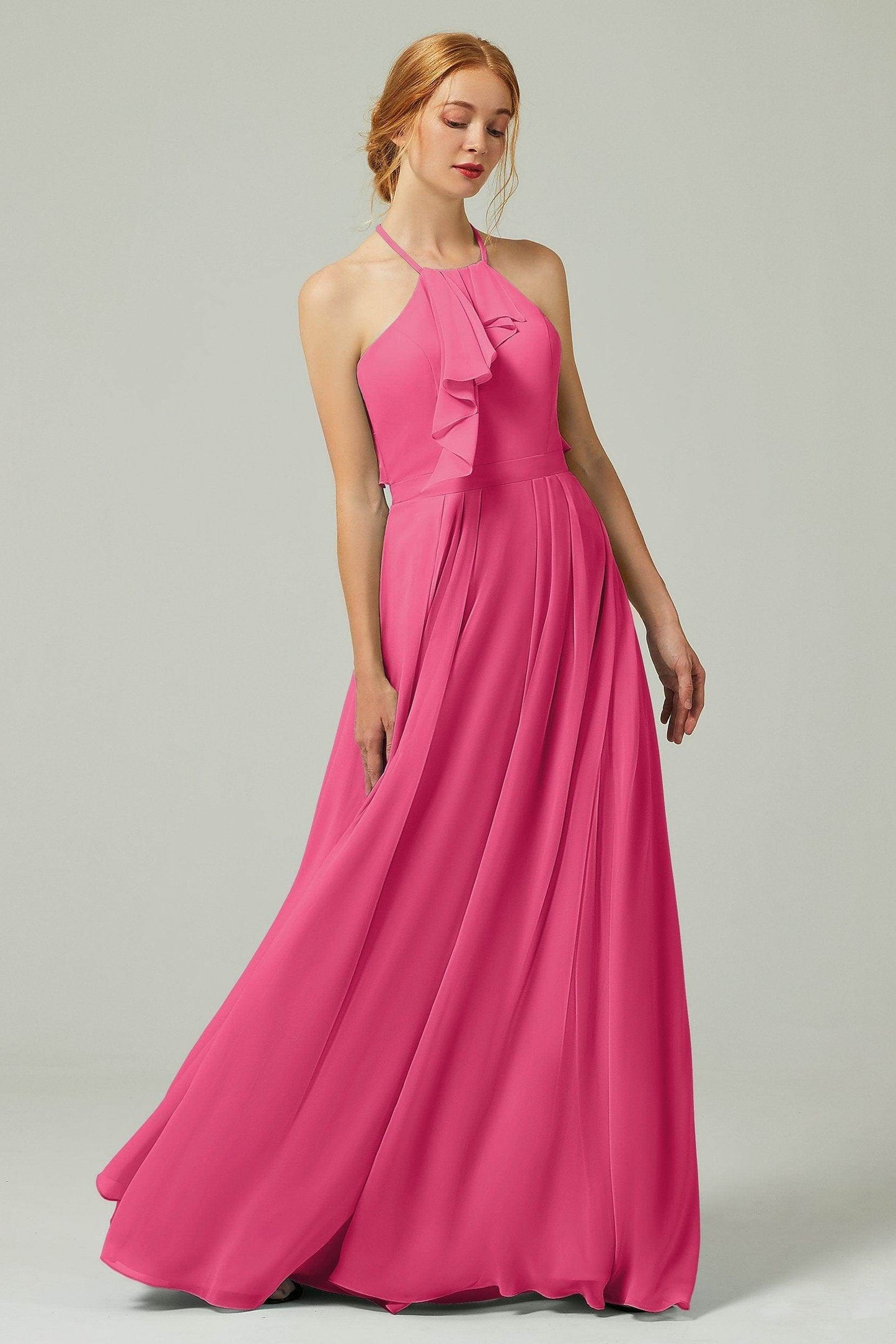 A-Line Floor Length Chiffon Bridesmaid Dress CB0328 - COCOMELODY