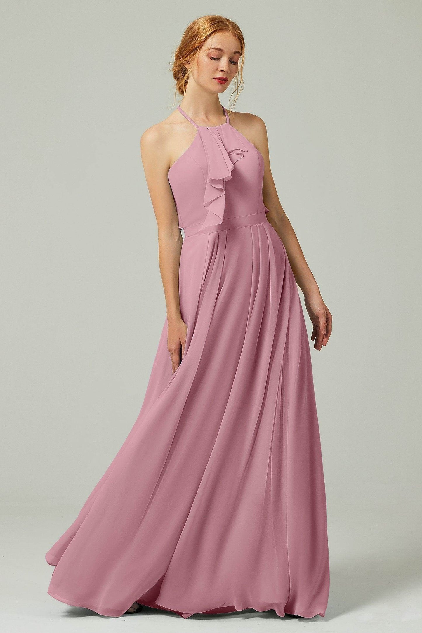 A-Line Floor Length Chiffon Bridesmaid Dress CB0328 - COCOMELODY
