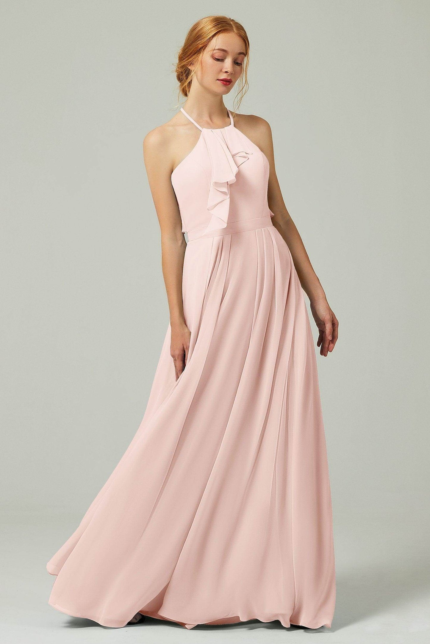 A-Line Floor Length Chiffon Bridesmaid Dress CB0328 - COCOMELODY