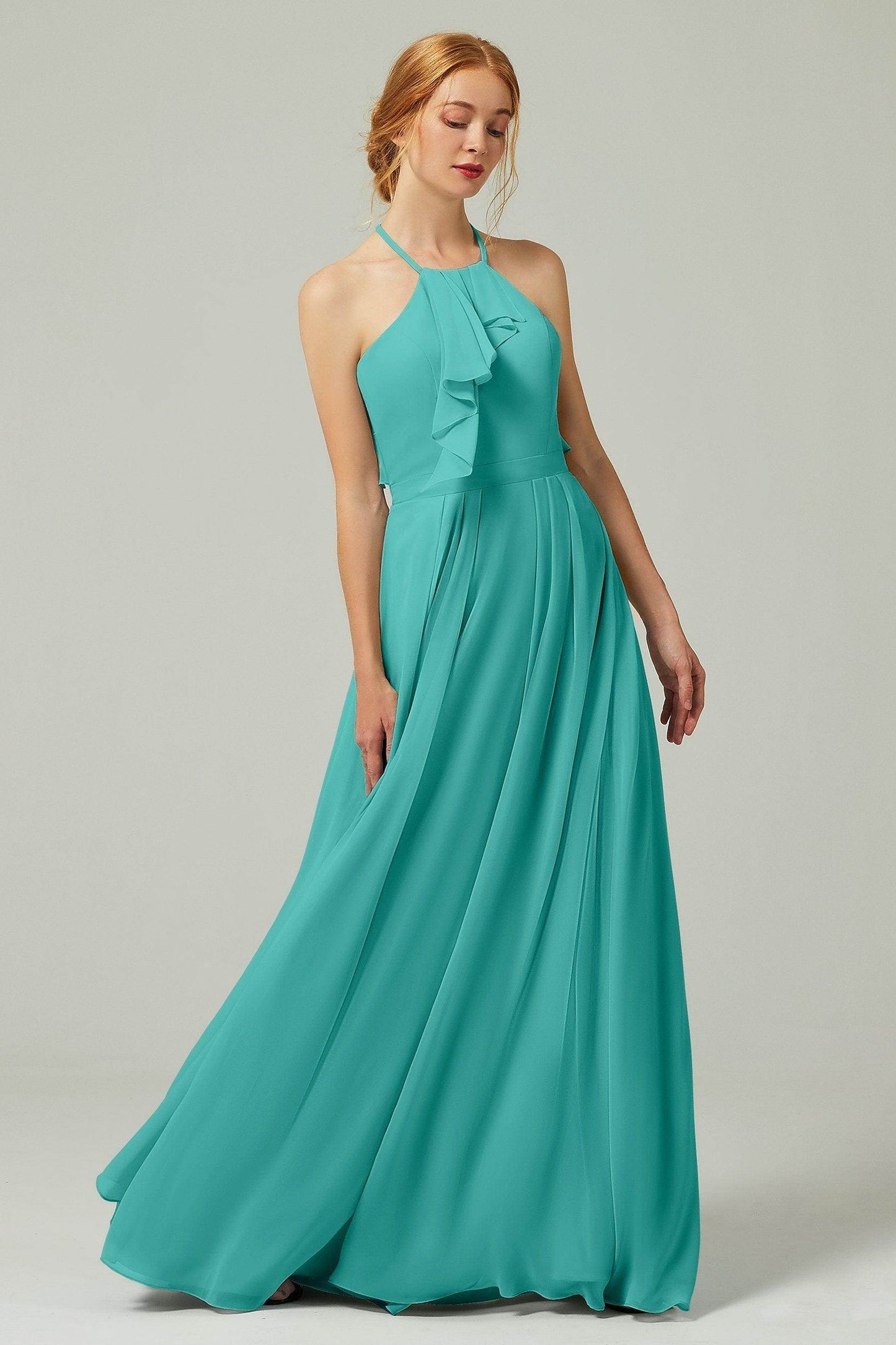 A-Line Floor Length Chiffon Bridesmaid Dress CB0328 - COCOMELODY