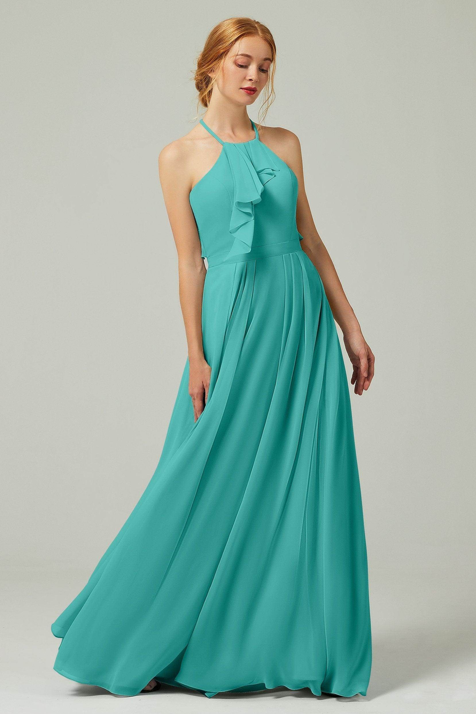 A-Line Floor Length Chiffon Bridesmaid Dress CB0328 - COCOMELODY