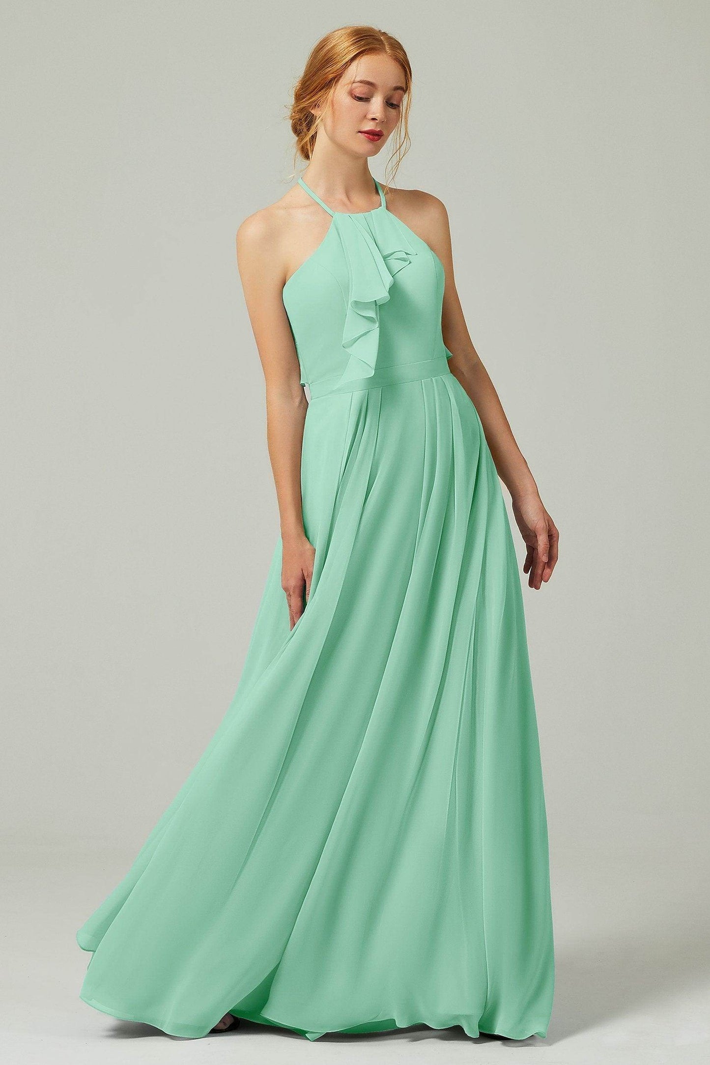 A-Line Floor Length Chiffon Bridesmaid Dress CB0328 - COCOMELODY