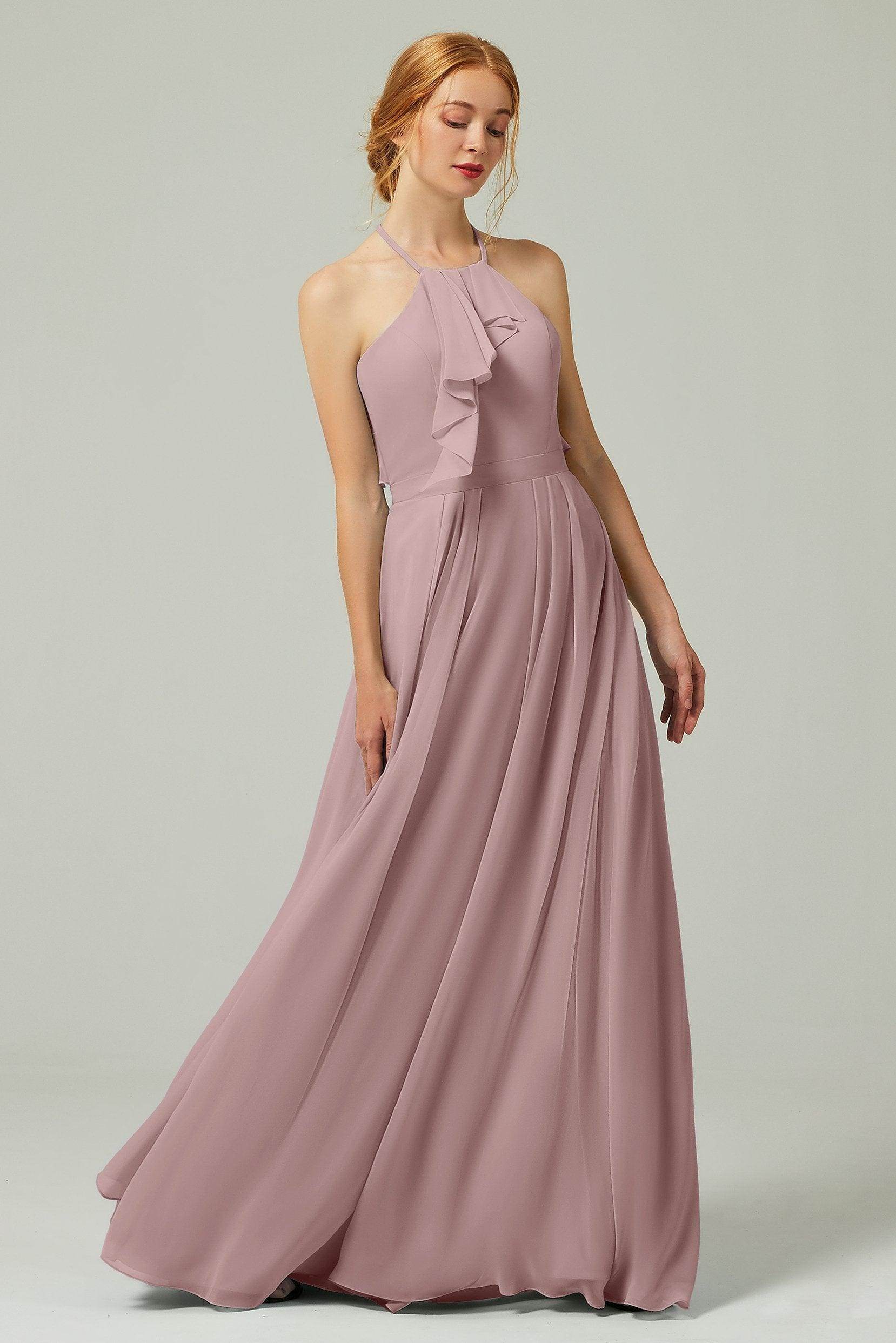 A-Line Floor Length Chiffon Bridesmaid Dress CB0328 - COCOMELODY