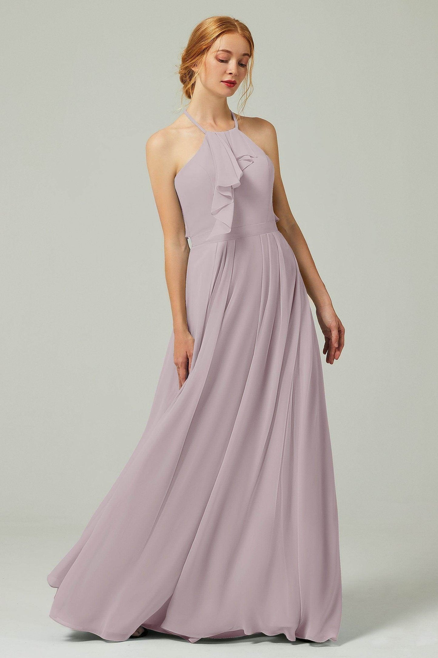 A-Line Floor Length Chiffon Bridesmaid Dress CB0328 - COCOMELODY