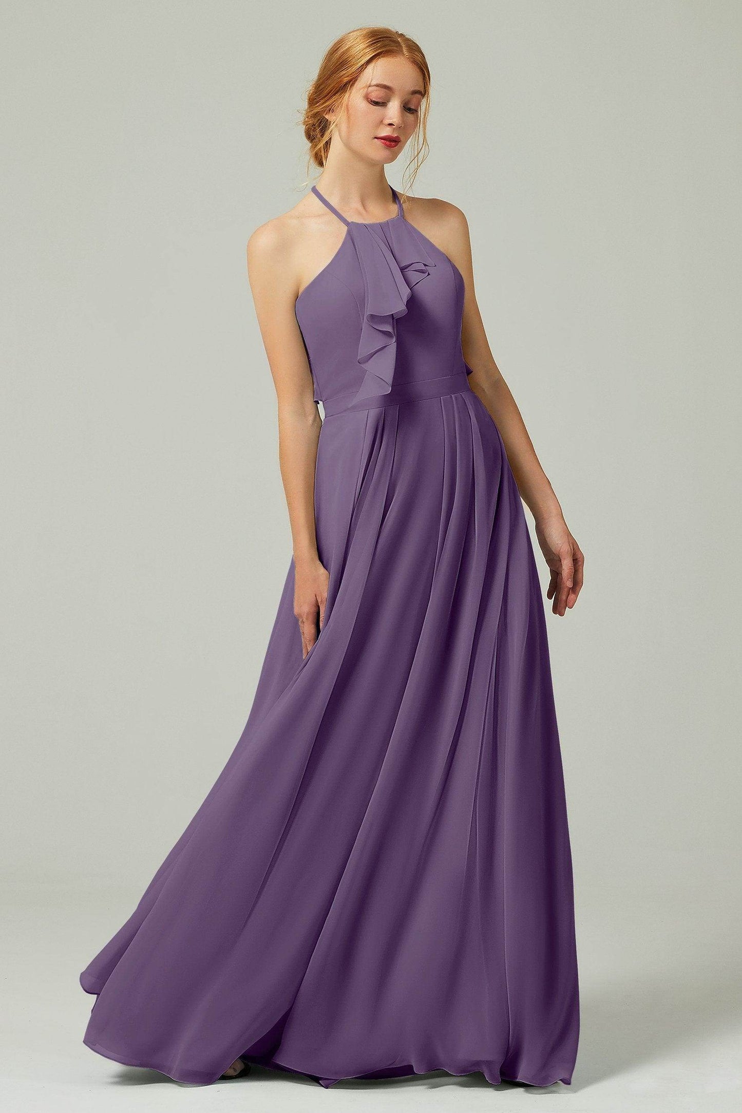 A-Line Floor Length Chiffon Bridesmaid Dress CB0328 - COCOMELODY