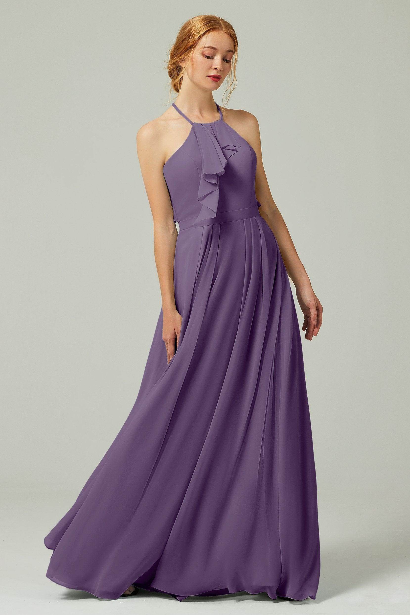 A-Line Floor Length Chiffon Bridesmaid Dress CB0328 - COCOMELODY
