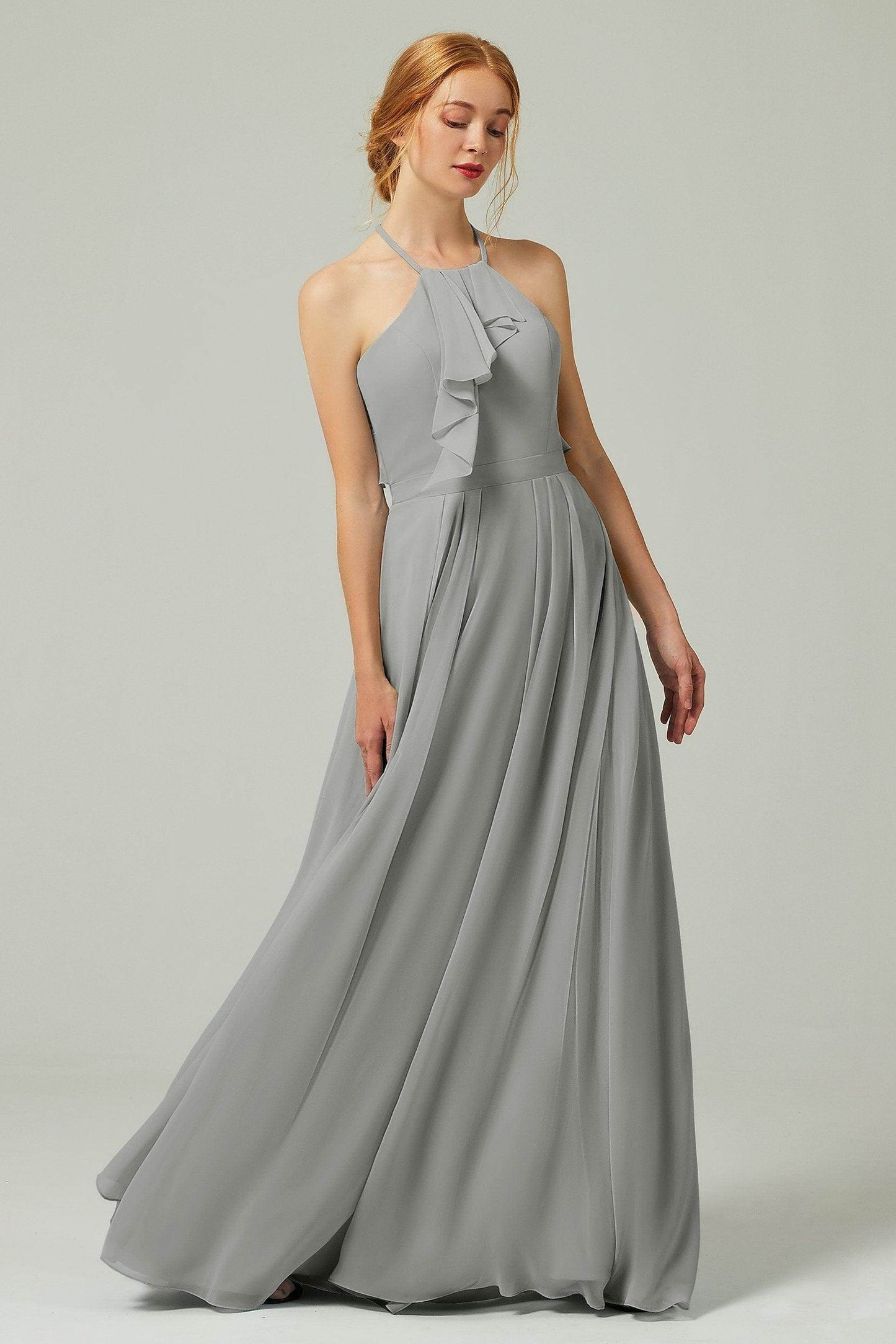 A-Line Floor Length Chiffon Bridesmaid Dress CB0328 - COCOMELODY