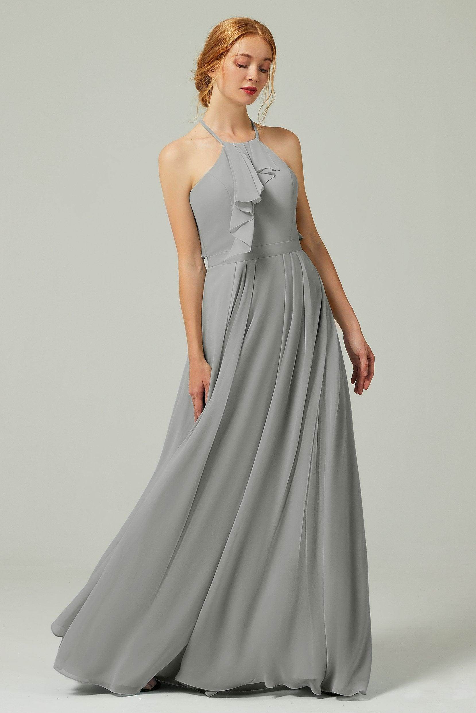 A-Line Floor Length Chiffon Bridesmaid Dress CB0328 - COCOMELODY