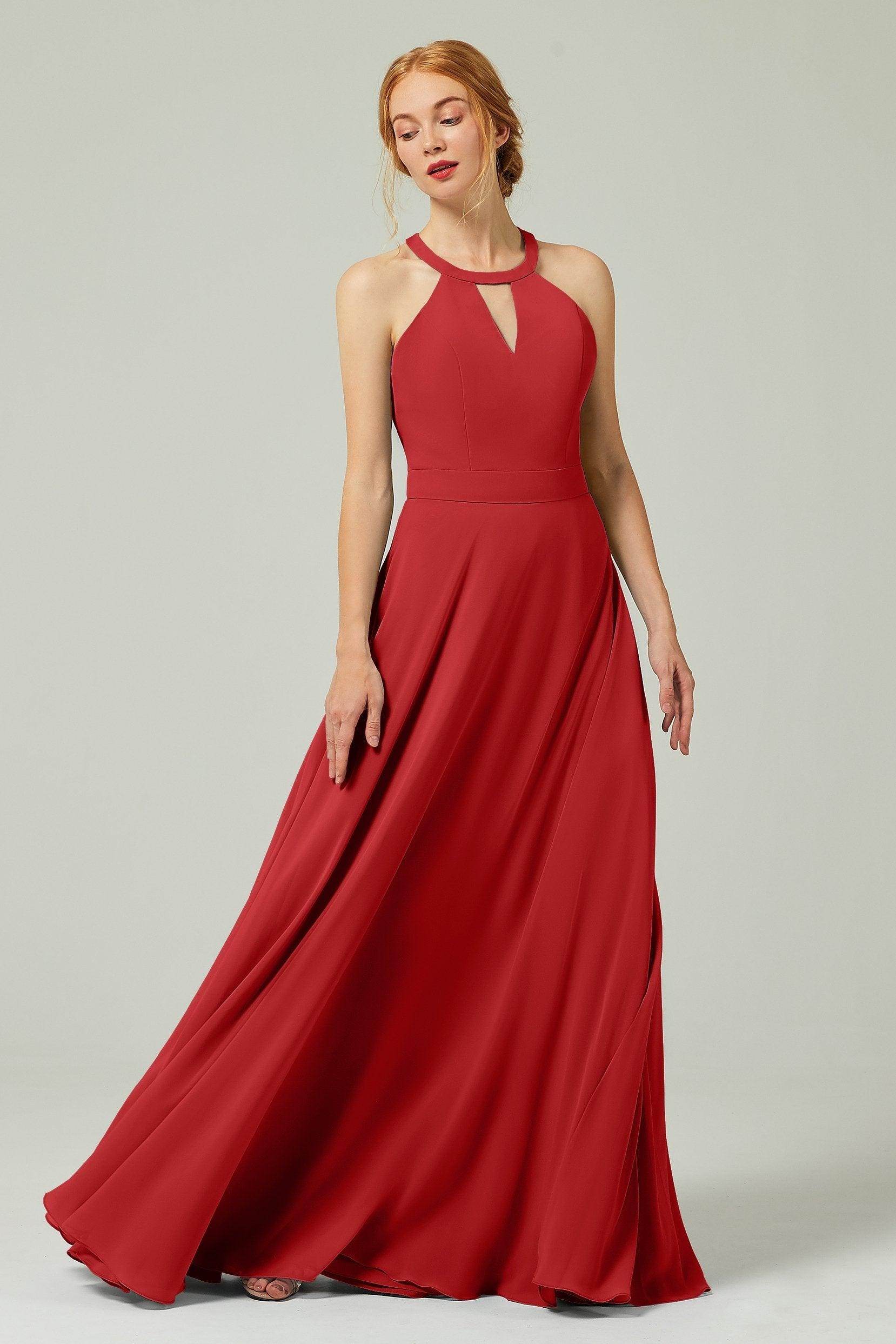 A-Line Floor Length Chiffon Bridesmaid Dress CB0329 - COCOMELODY
