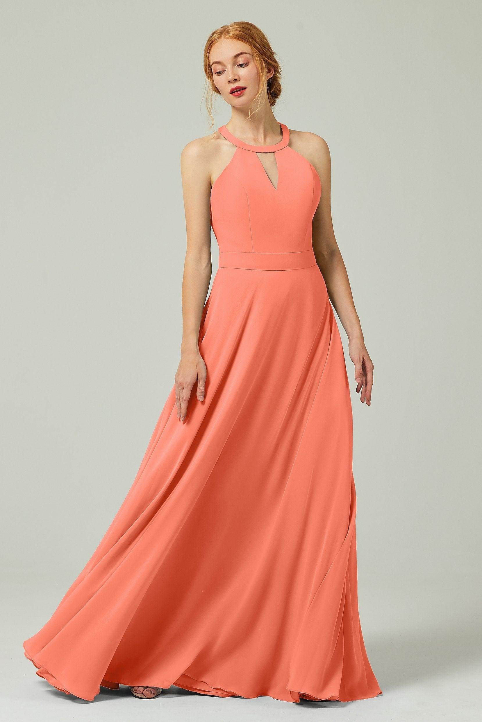 A-Line Floor Length Chiffon Bridesmaid Dress CB0329 - COCOMELODY