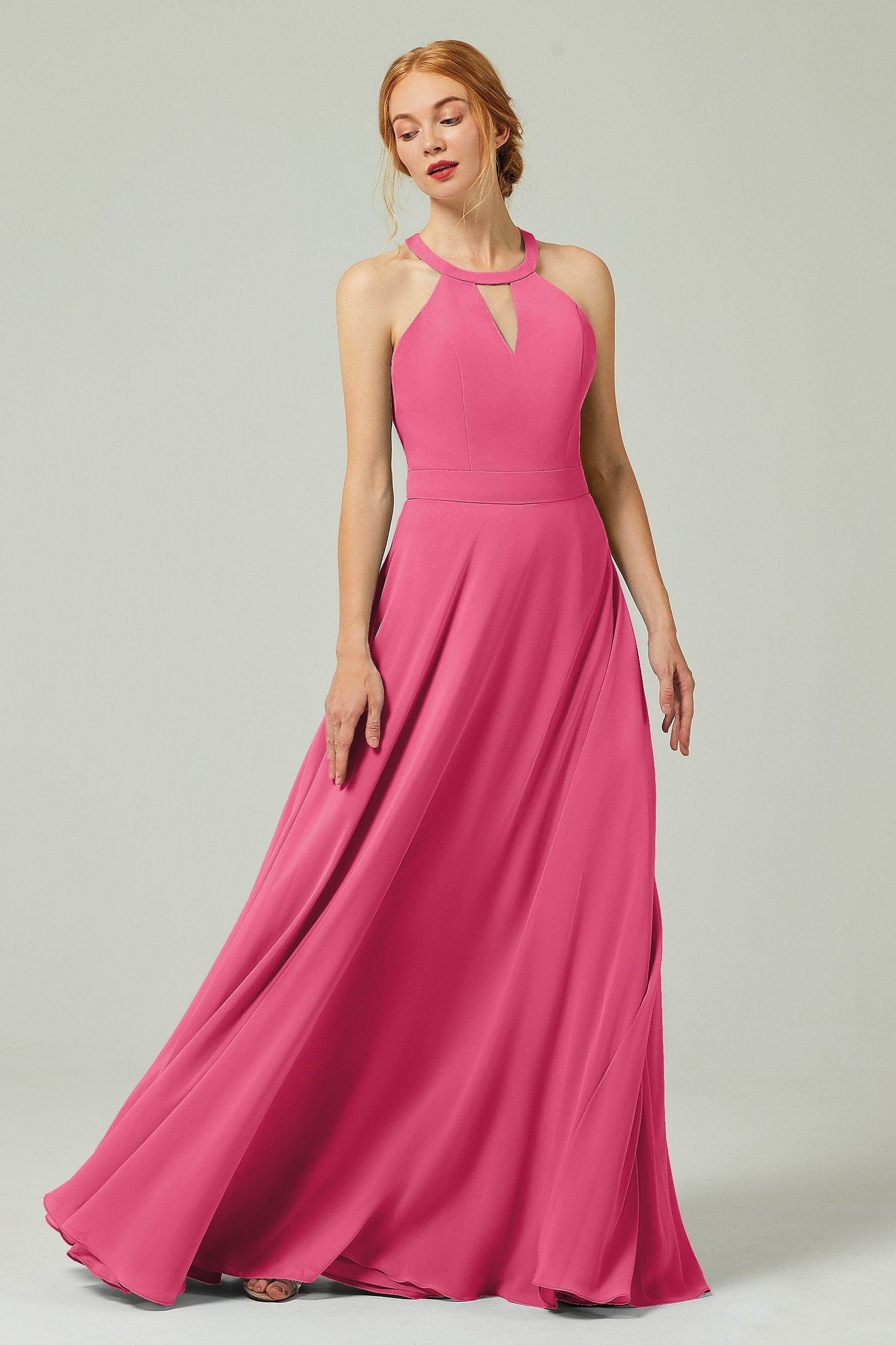 A-Line Floor Length Chiffon Bridesmaid Dress CB0329 - COCOMELODY