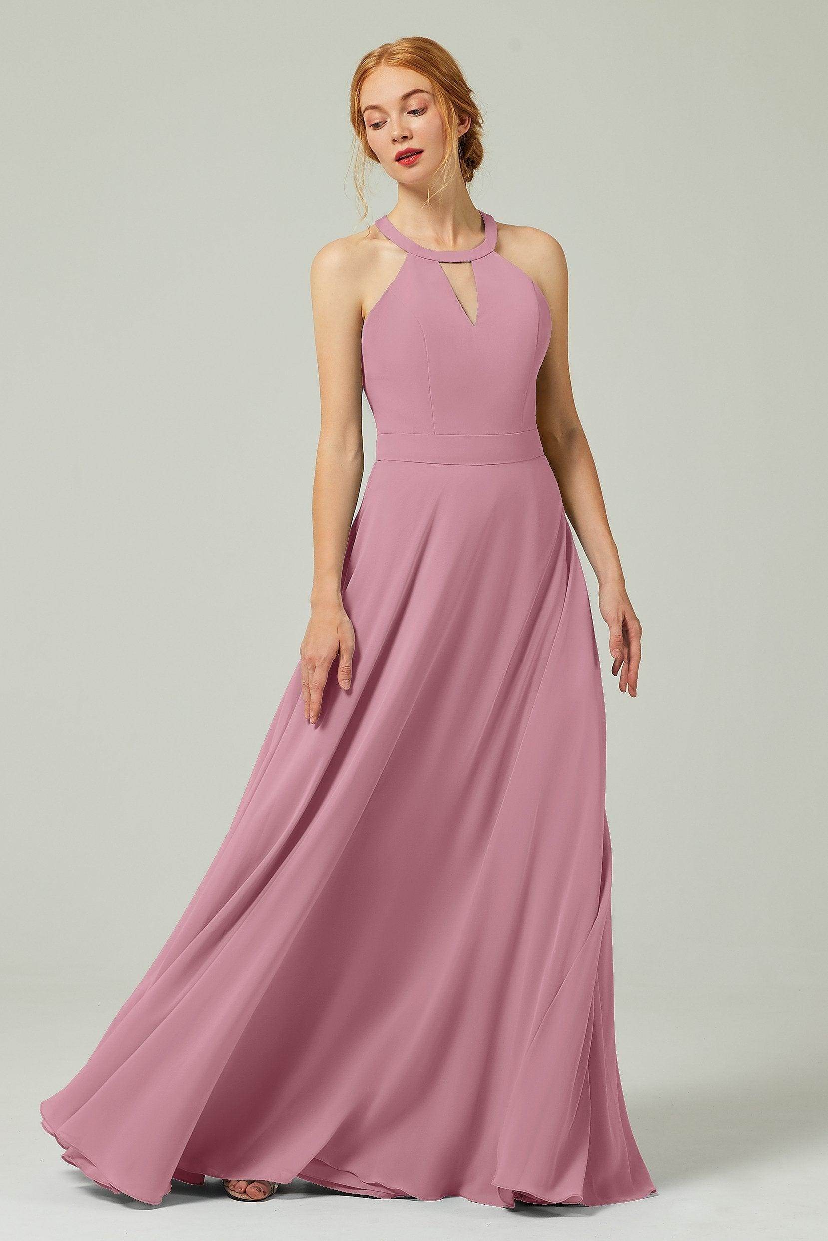 A-Line Floor Length Chiffon Bridesmaid Dress CB0329 - COCOMELODY