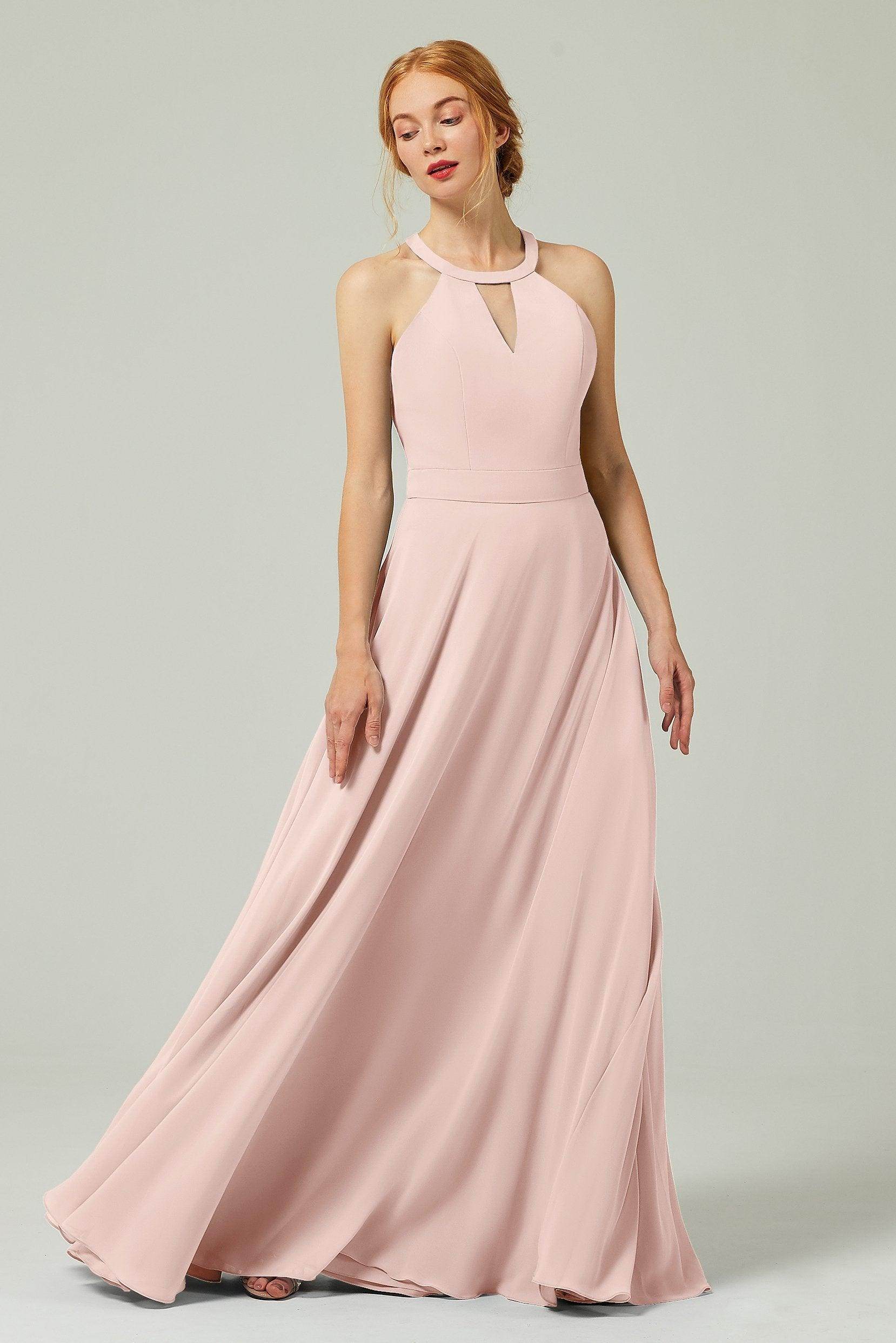 A-Line Floor Length Chiffon Bridesmaid Dress CB0329 - COCOMELODY