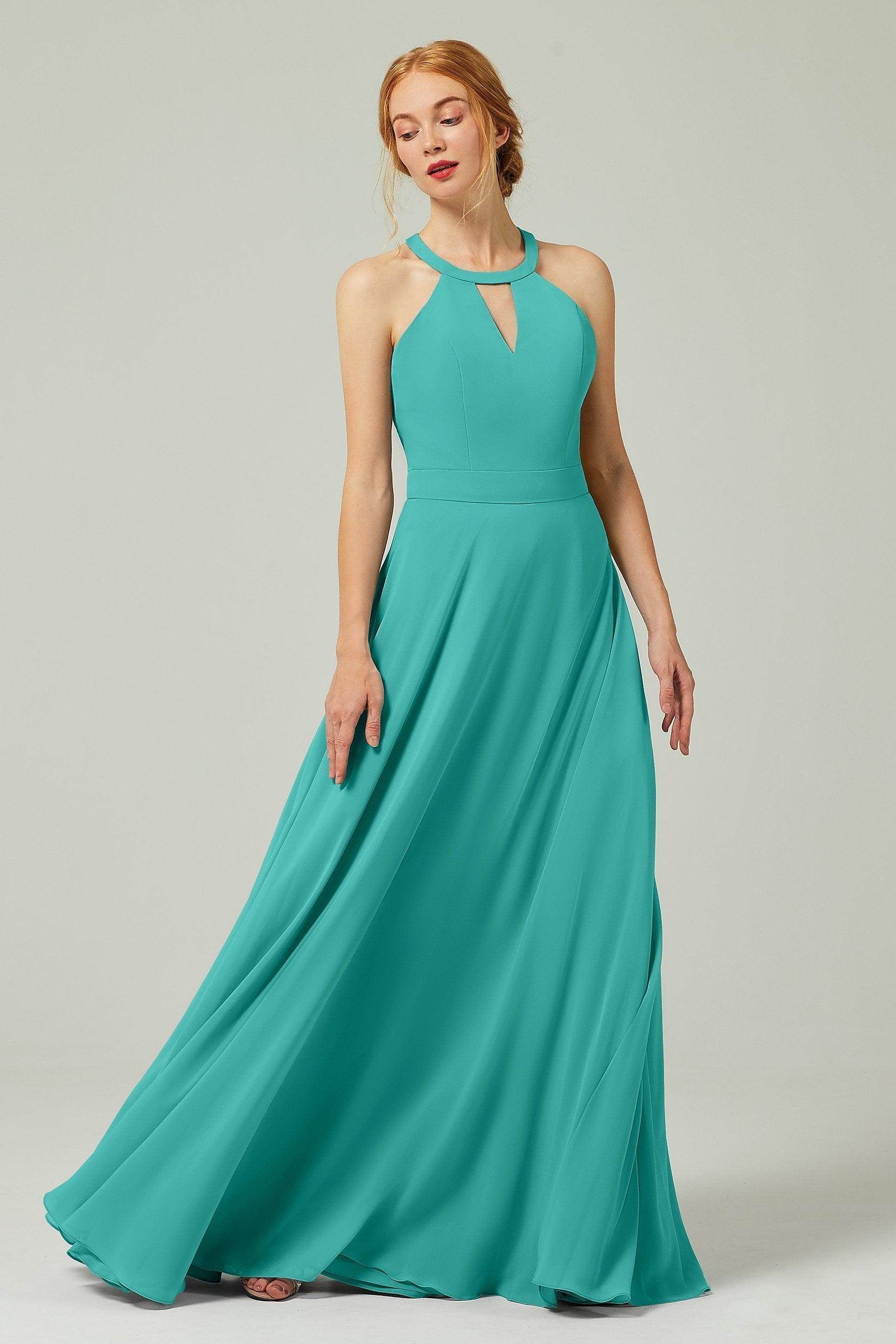 A-Line Floor Length Chiffon Bridesmaid Dress CB0329 - COCOMELODY