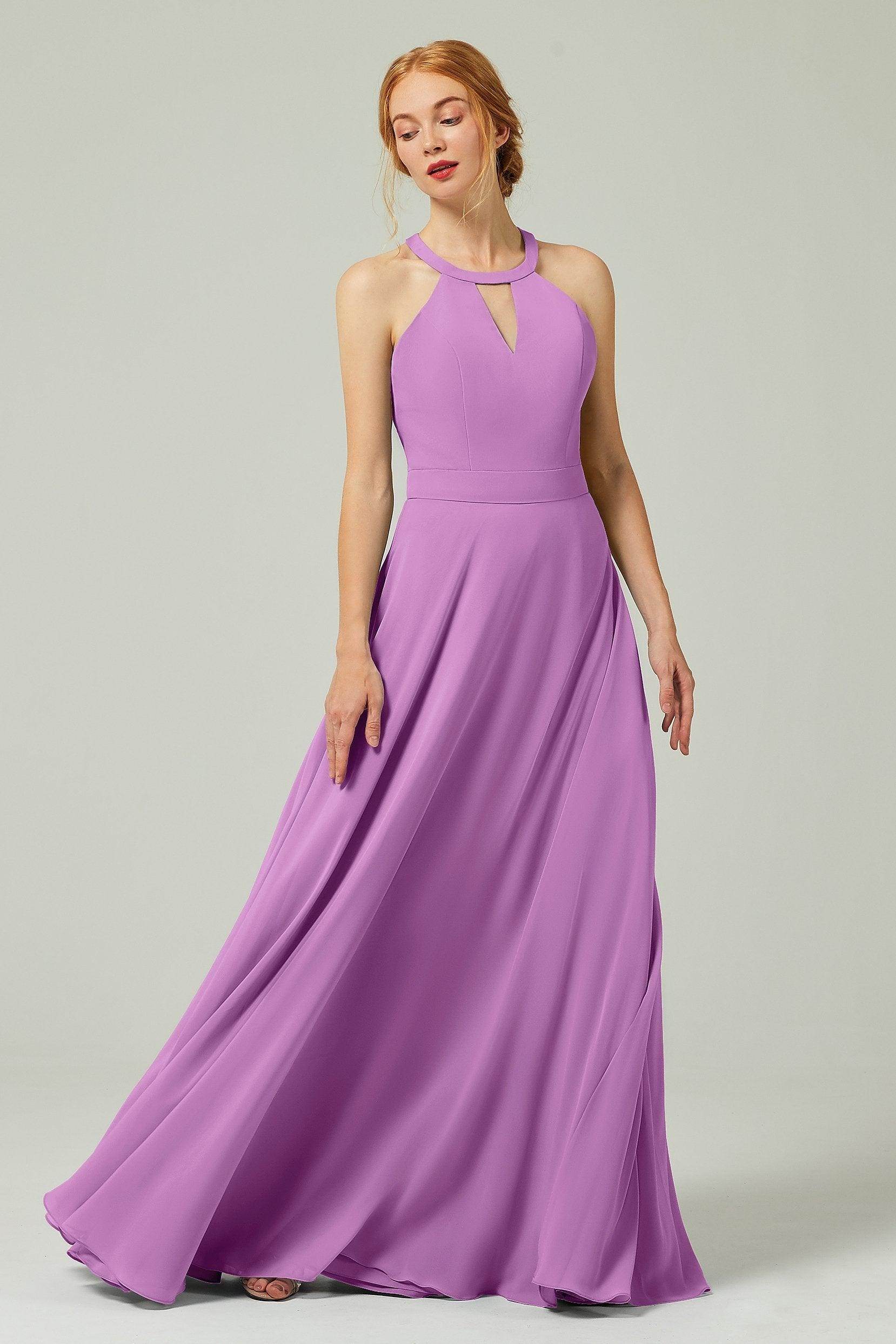 A-Line Floor Length Chiffon Bridesmaid Dress CB0329 - COCOMELODY