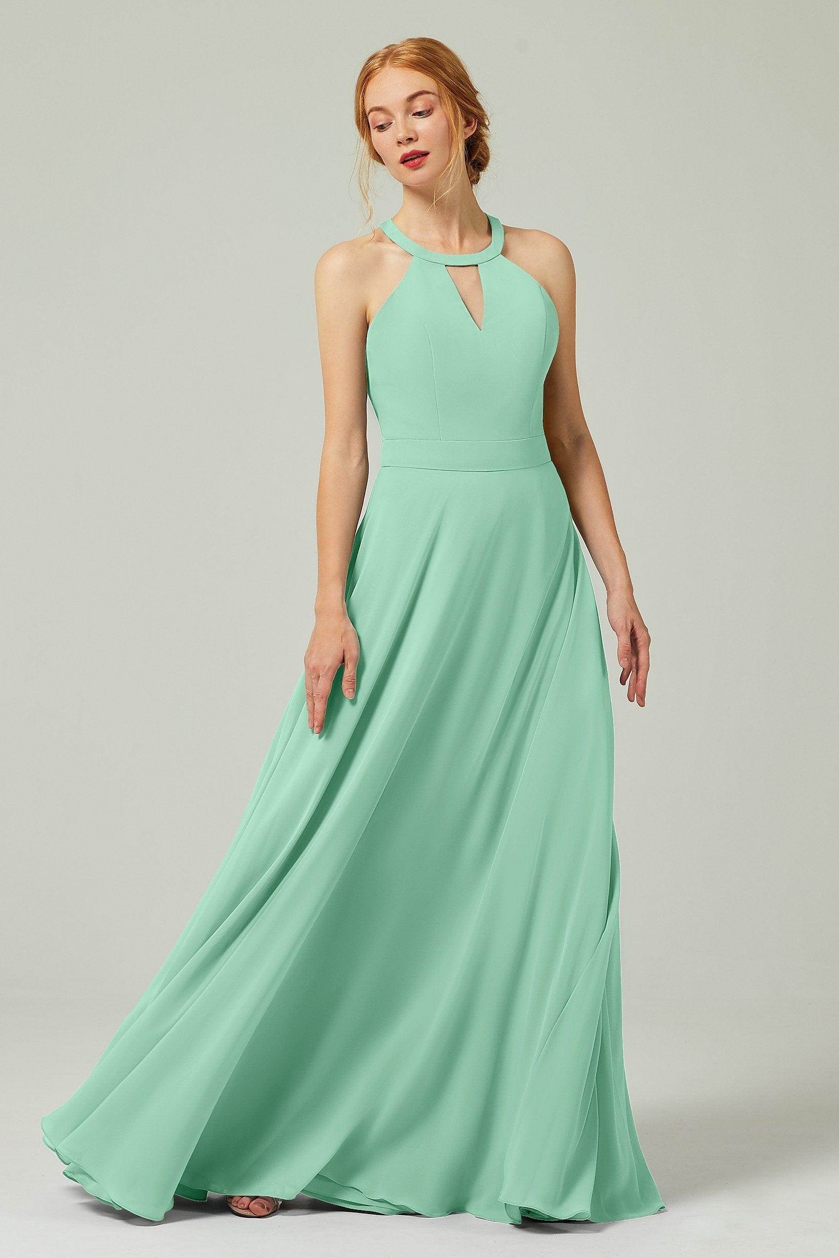 A-Line Floor Length Chiffon Bridesmaid Dress CB0329 - COCOMELODY