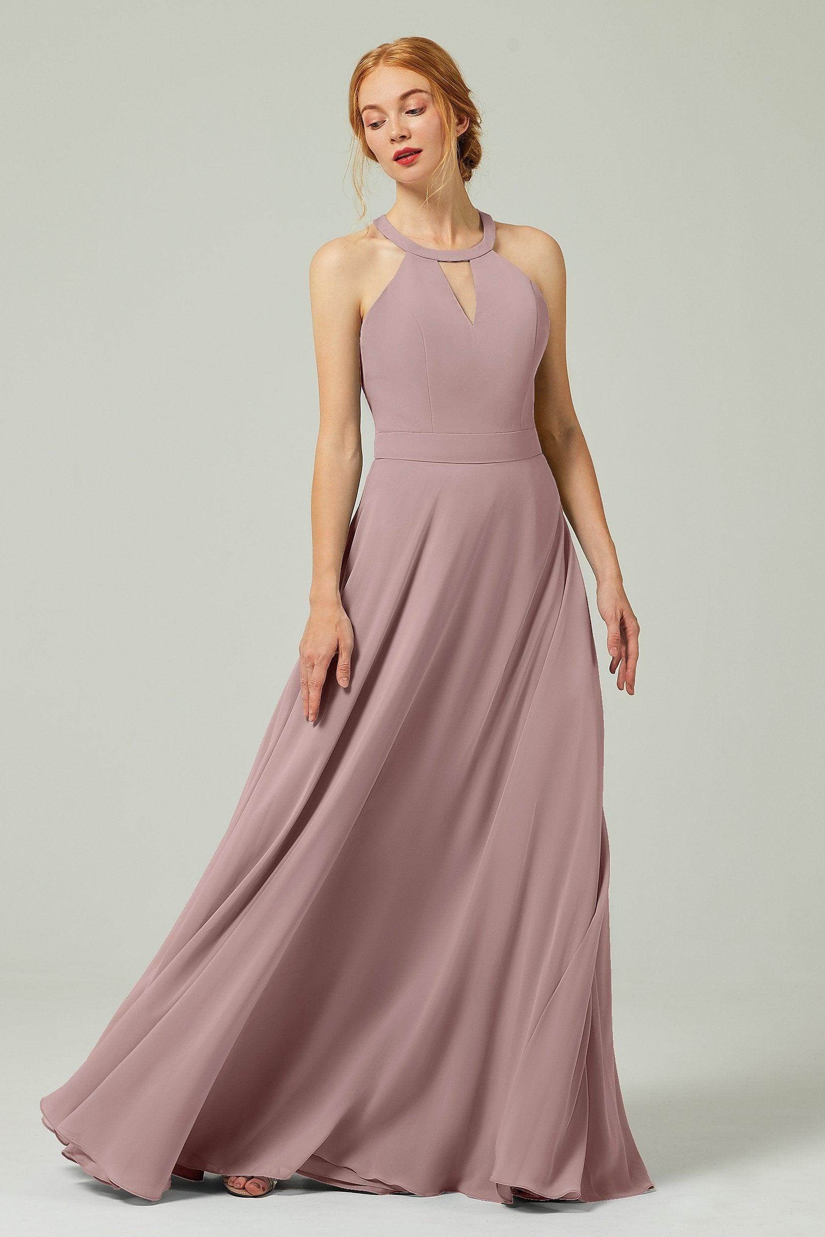 A-Line Floor Length Chiffon Bridesmaid Dress CB0329 - COCOMELODY