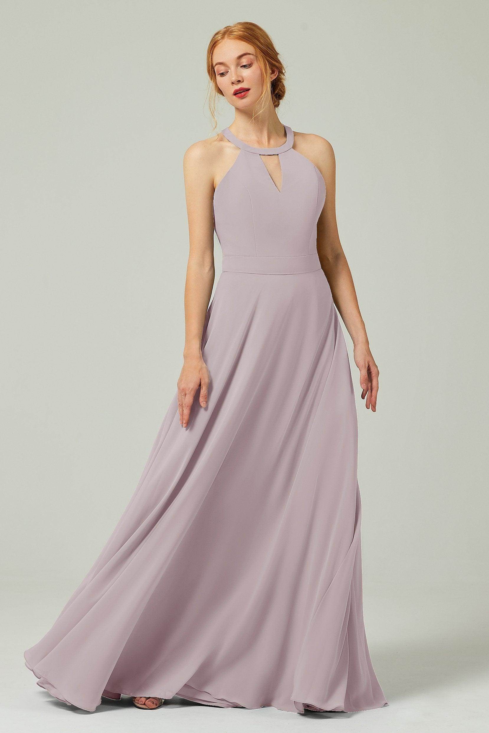 A-Line Floor Length Chiffon Bridesmaid Dress CB0329 - COCOMELODY