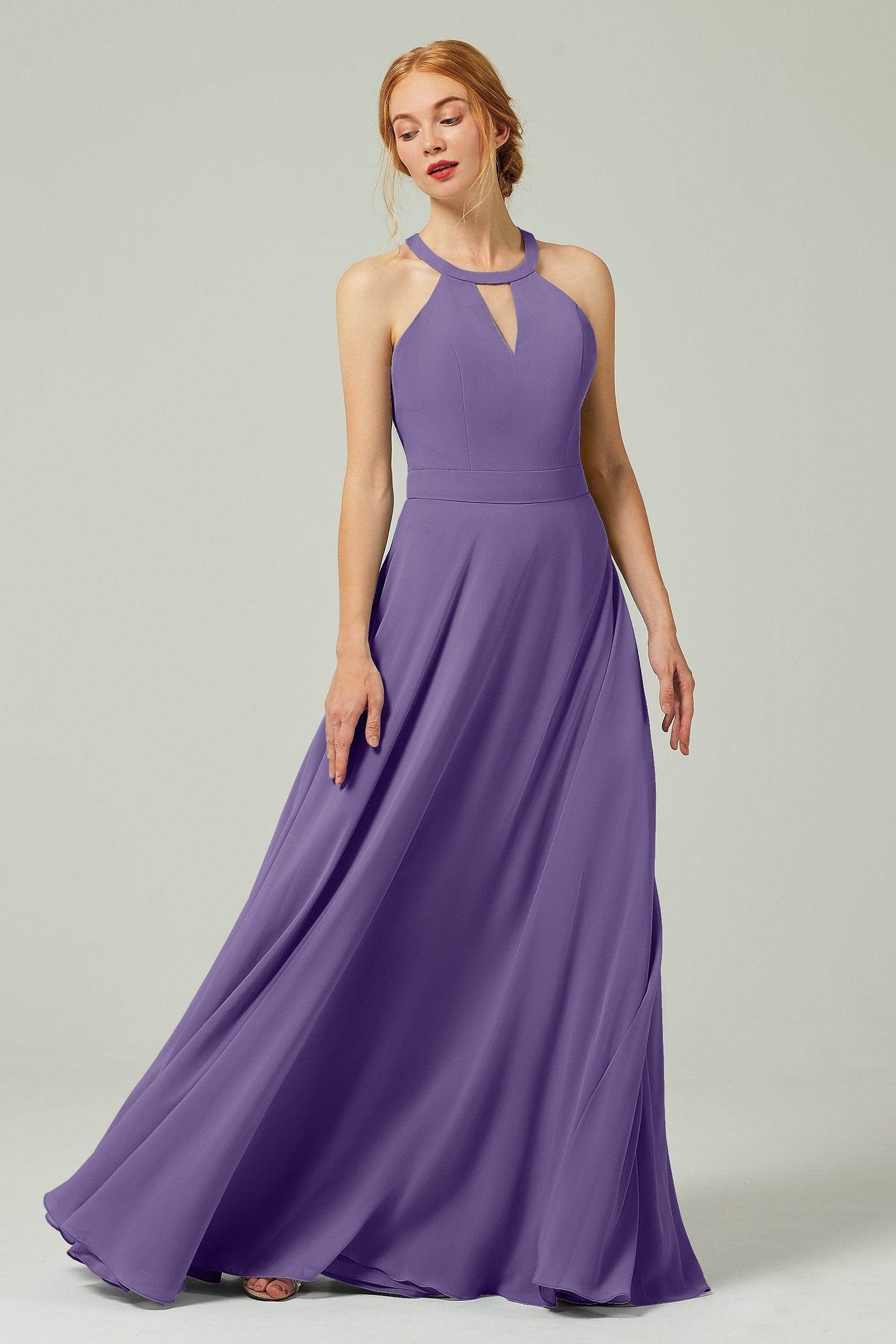 A-Line Floor Length Chiffon Bridesmaid Dress CB0329 - COCOMELODY