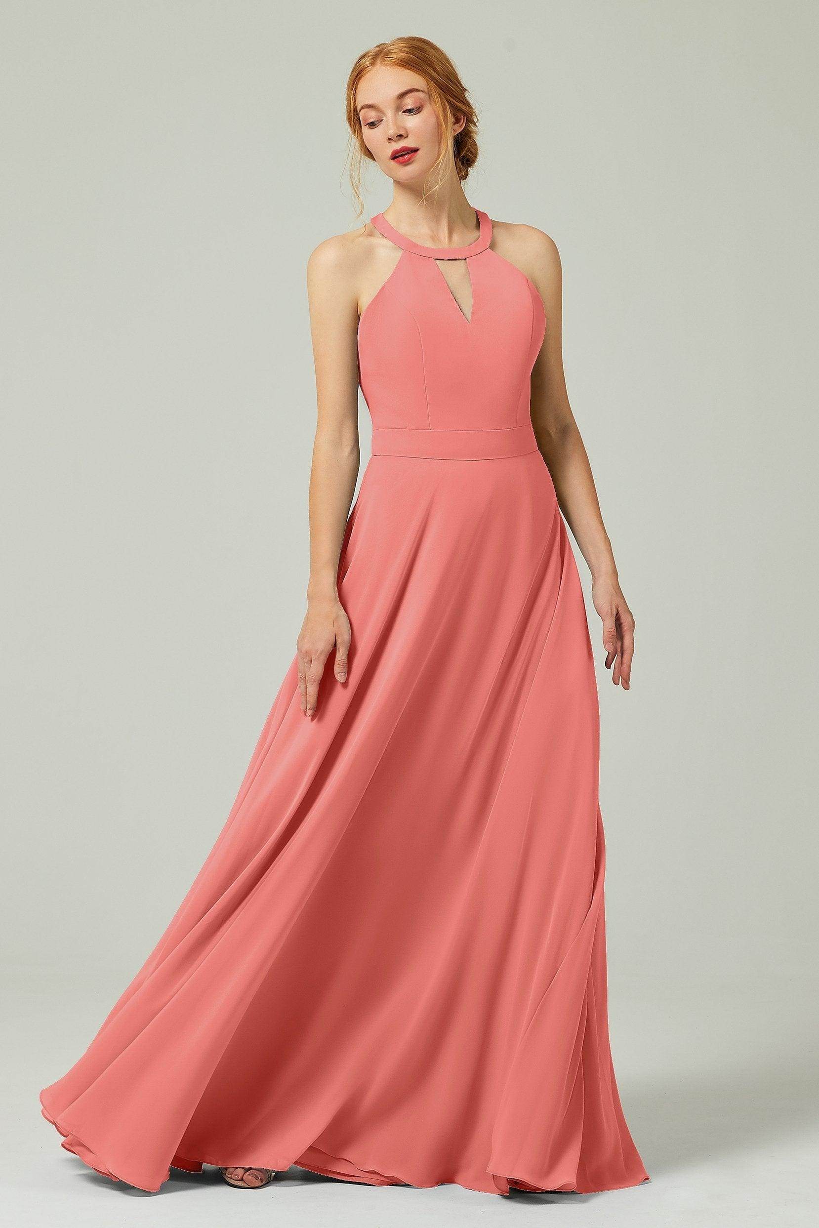 A-Line Floor Length Chiffon Bridesmaid Dress CB0329 - COCOMELODY