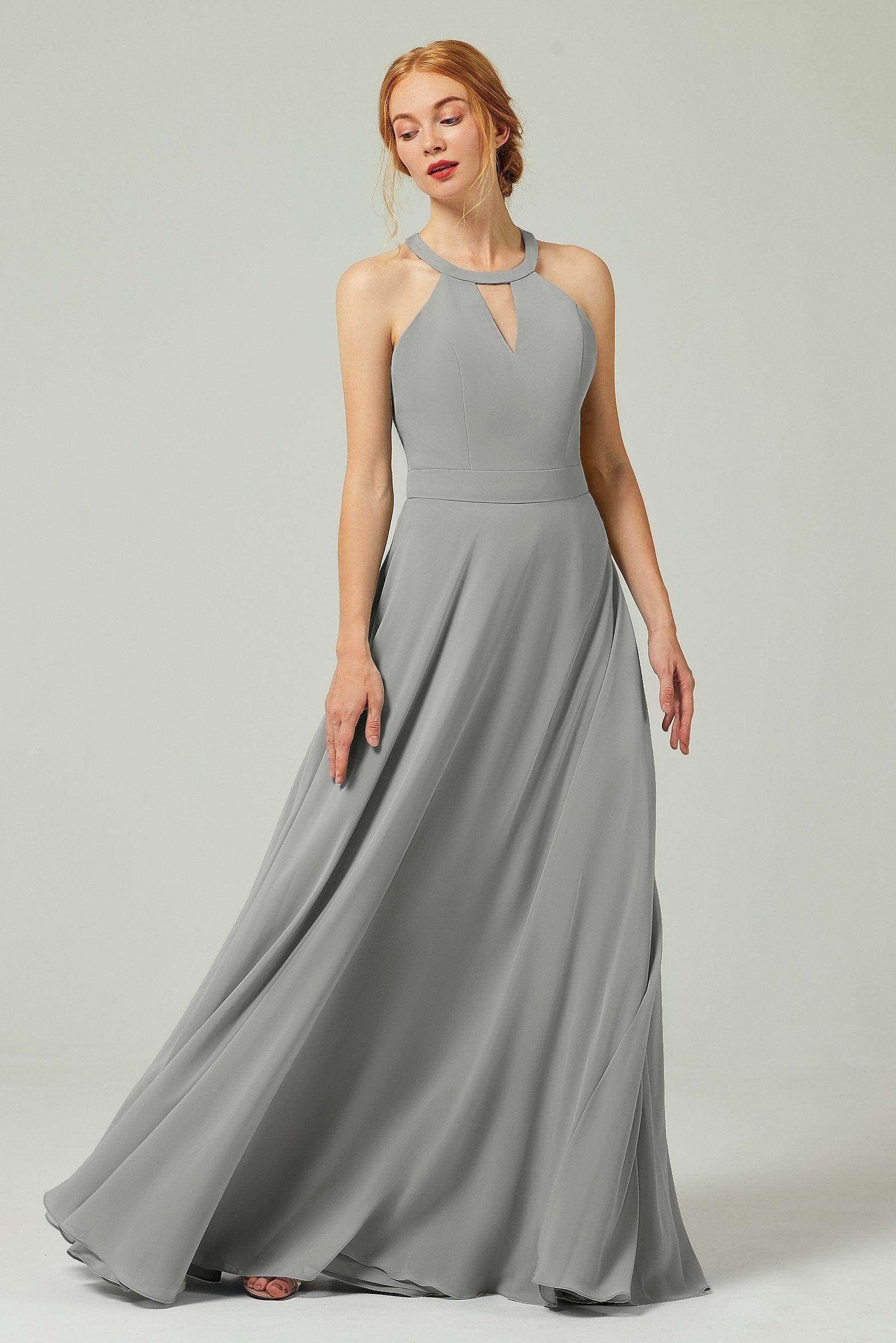 A-Line Floor Length Chiffon Bridesmaid Dress CB0329 - COCOMELODY