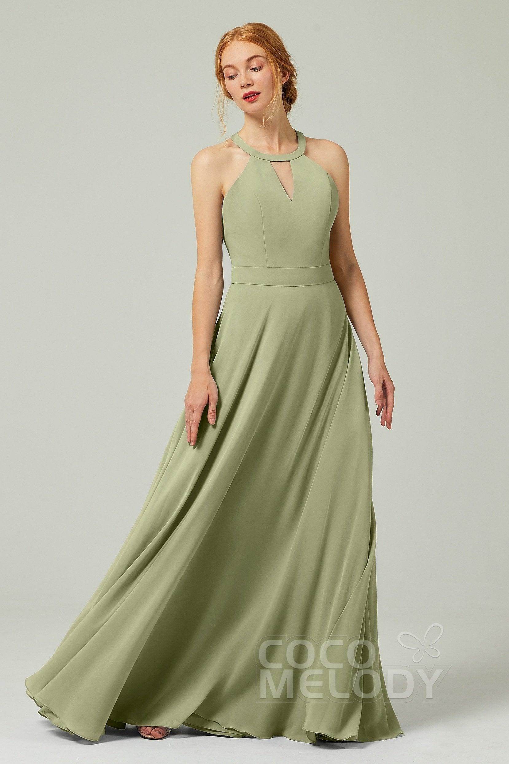 A-Line Floor Length Chiffon Bridesmaid Dress CB0329 - COCOMELODY