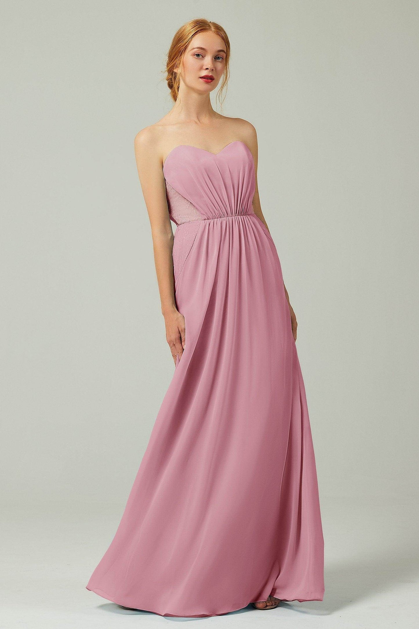 Sheath-Column Floor Length Chiffon Bridesmaid Dress CB0330 - COCOMELODY