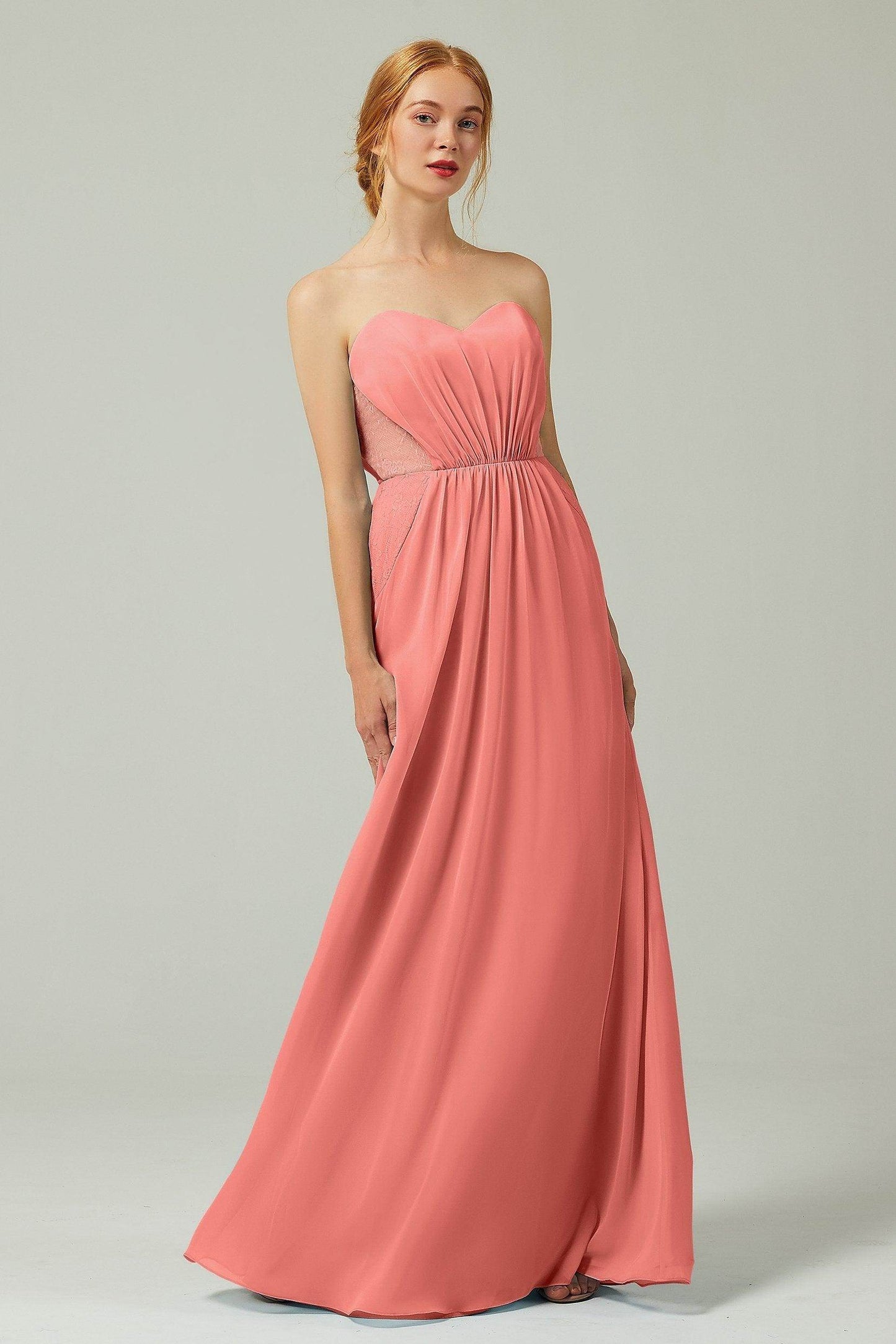 Sheath-Column Floor Length Chiffon Bridesmaid Dress CB0330 - COCOMELODY